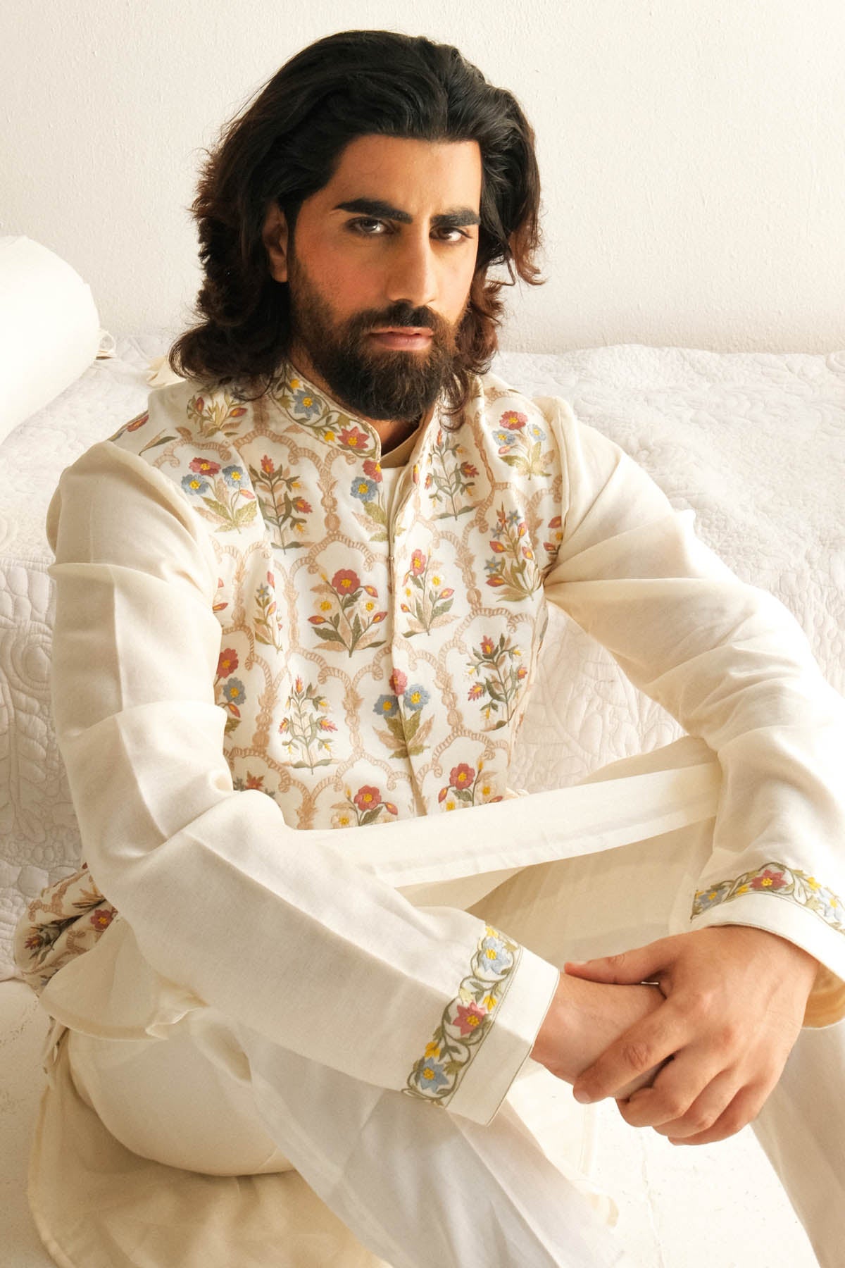 Ivory Cotton Silk Bundi Set