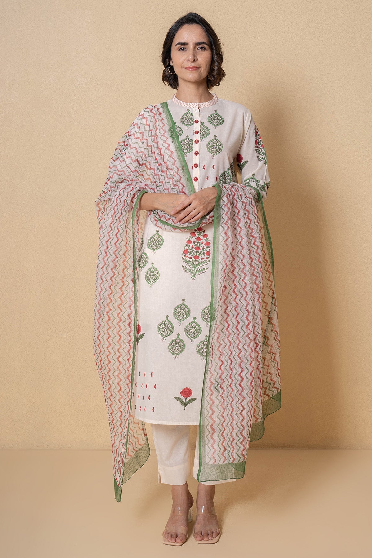 Ivory Cotton Straight Kurta Set