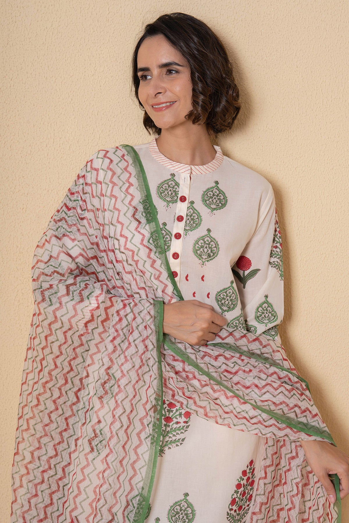 Ivory Cotton Straight Kurta Set