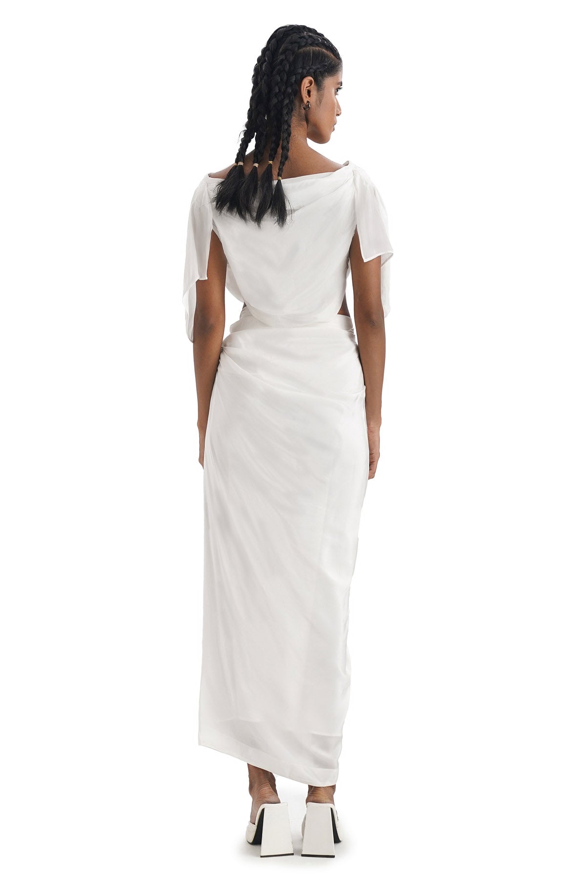 Ivory Cowl Top & Draped Skirt