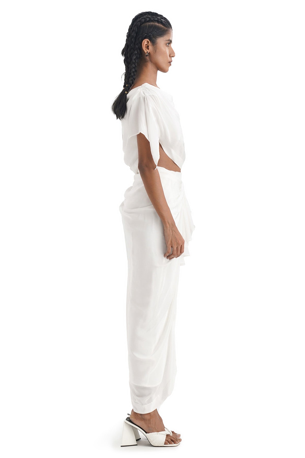 Ivory Cowl Top & Draped Skirt