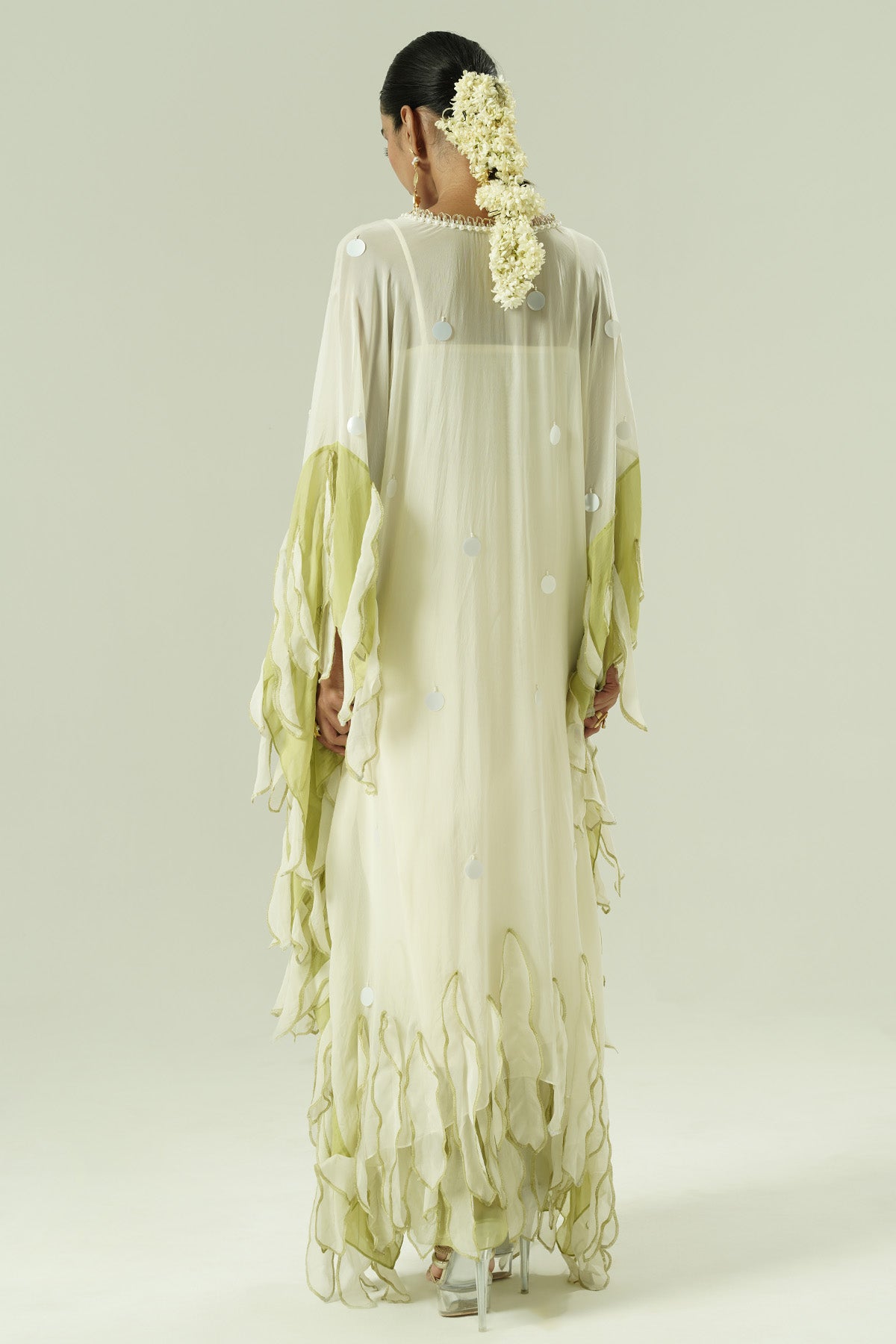 Ivory Crepe Beadwork Kurta Set