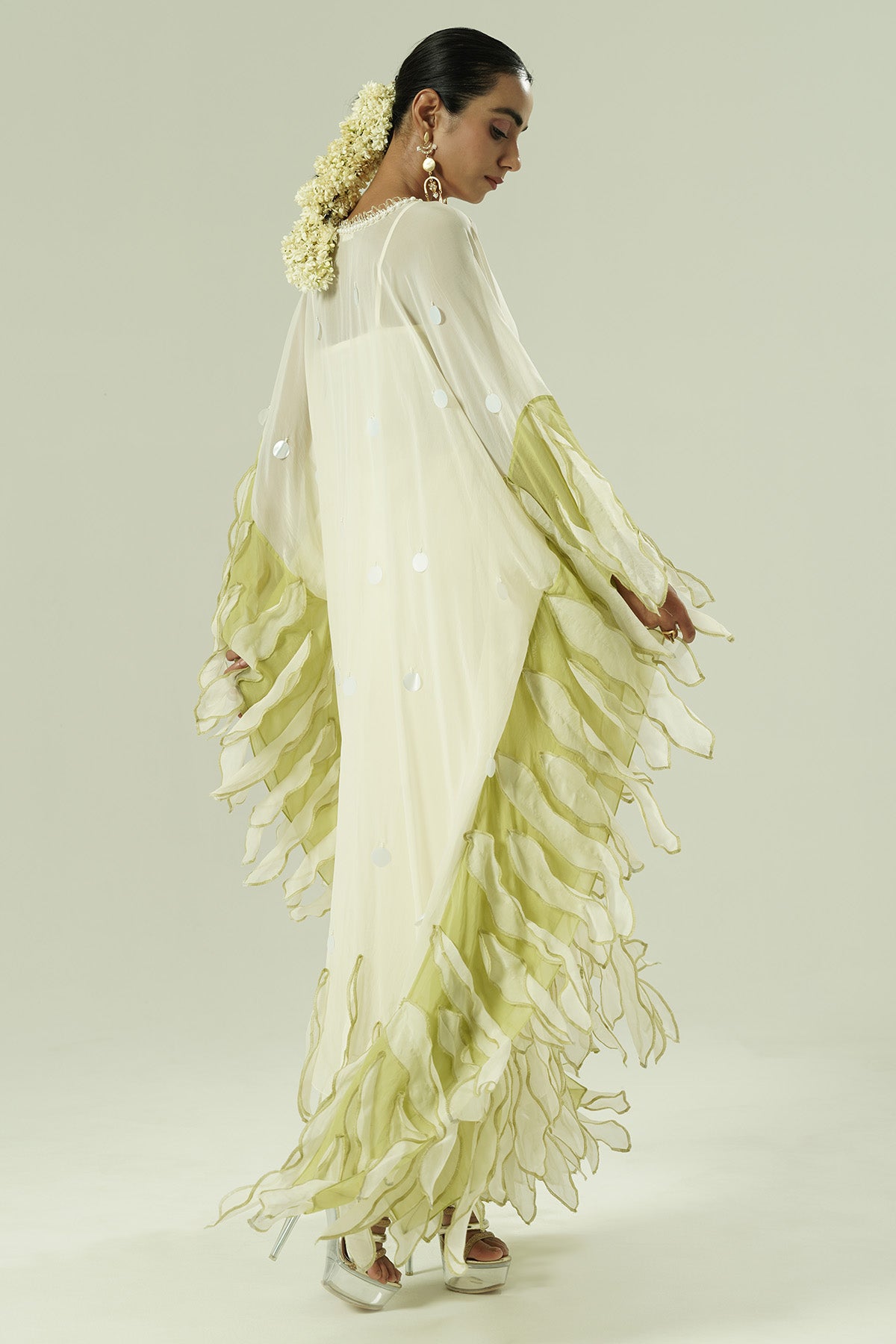 Ivory Crepe Beadwork Kurta Set