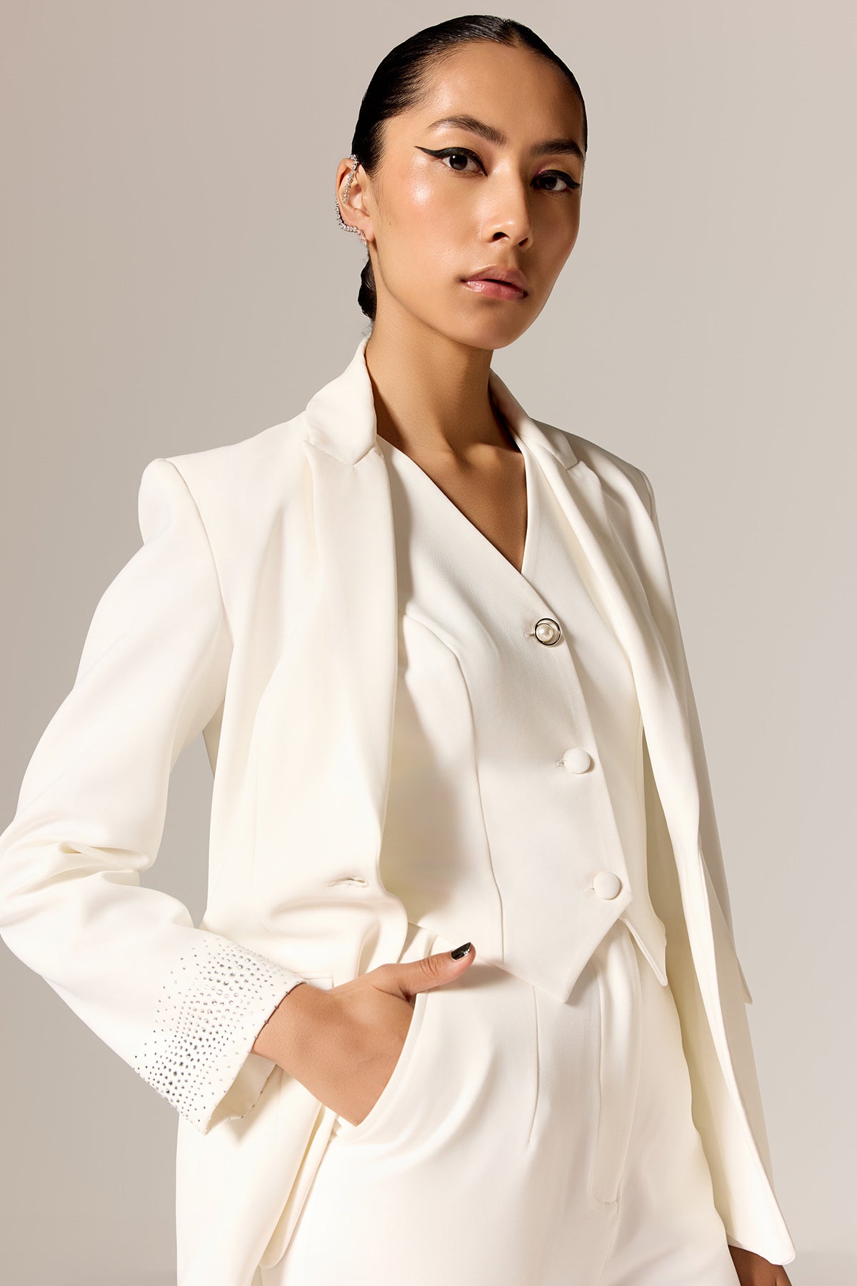 Ivory Crepe Twill Co-ord Set