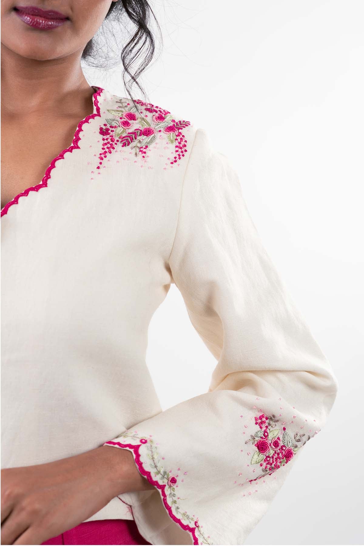 Ivory Crop Shirt & Pink Pants