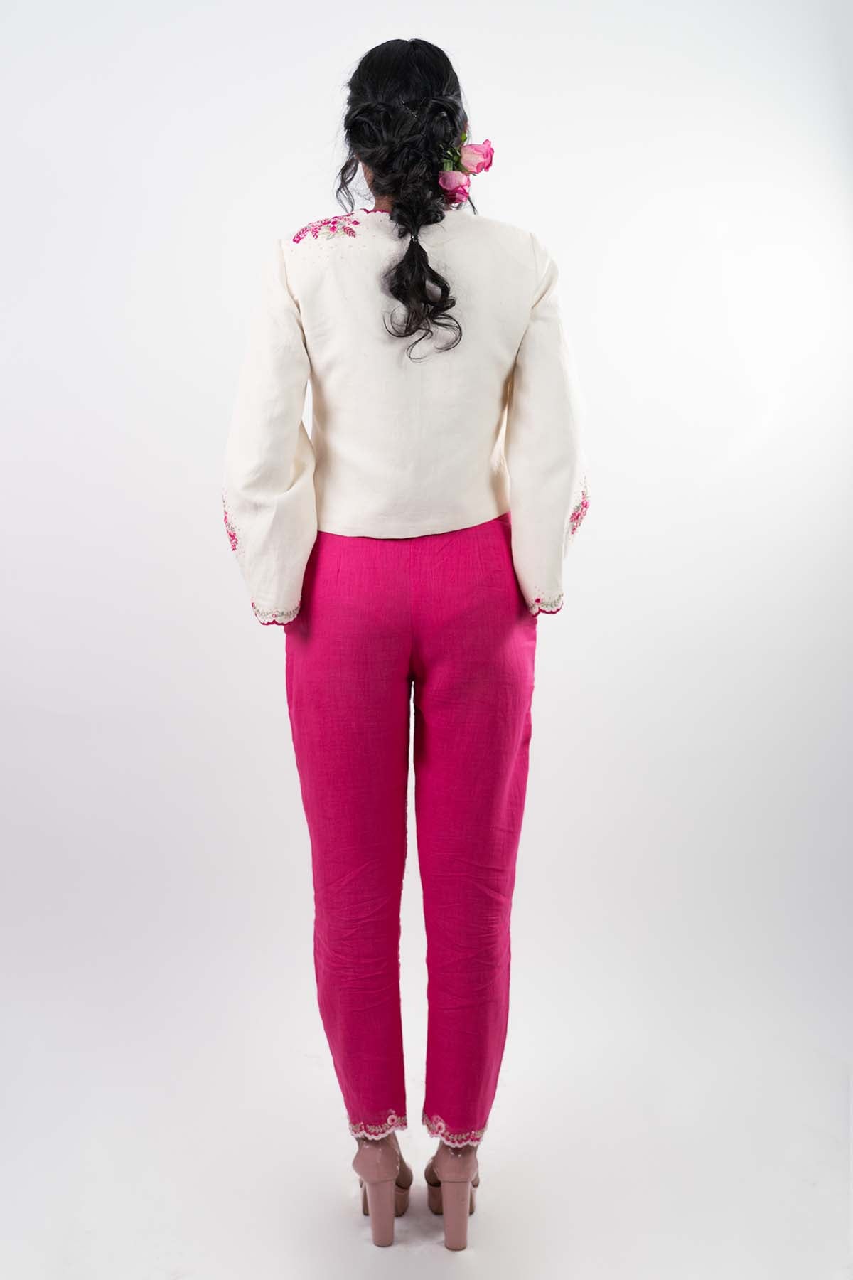 Ivory Crop Shirt & Pink Pants
