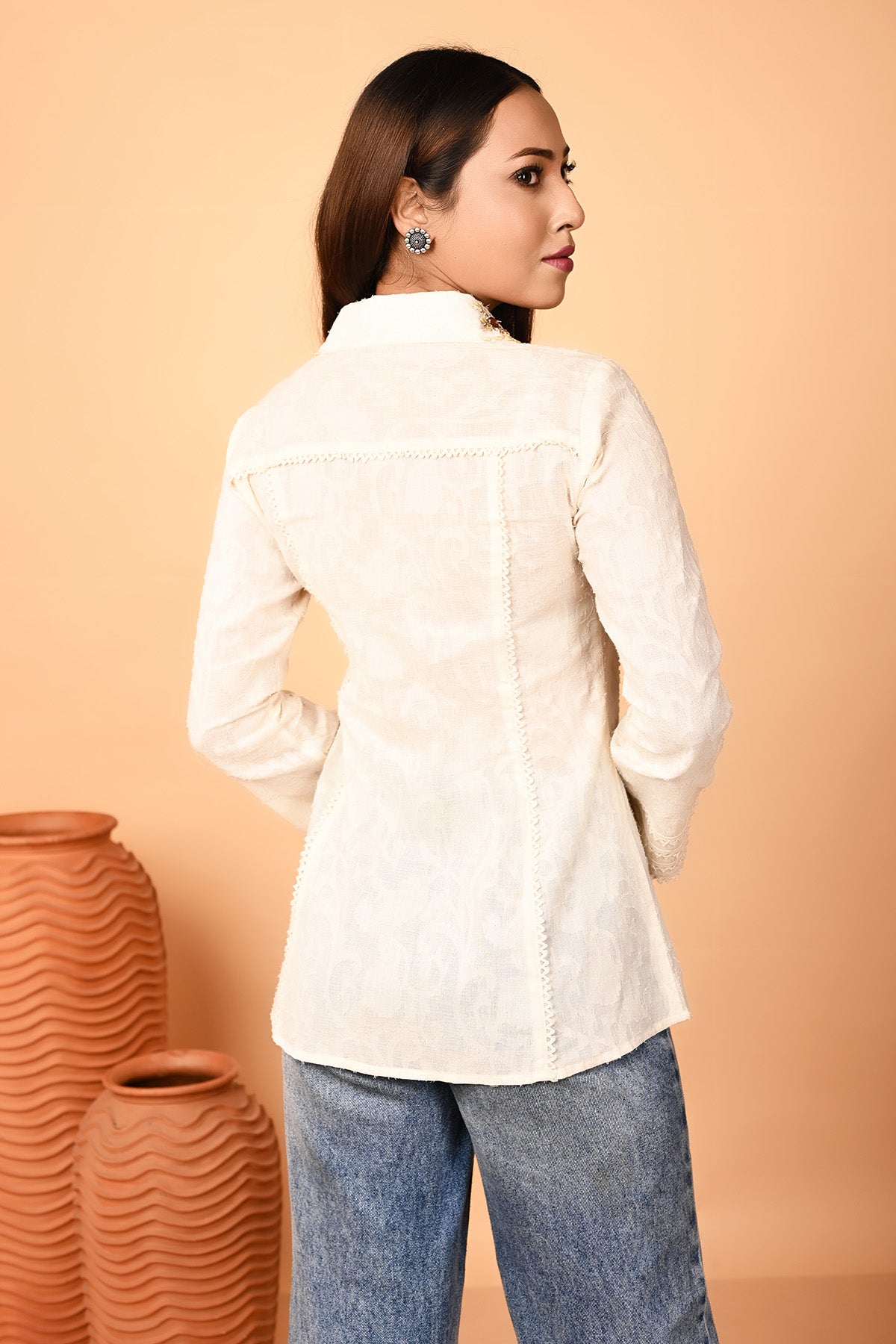 Ivory Crossia Lace Detail Shirt