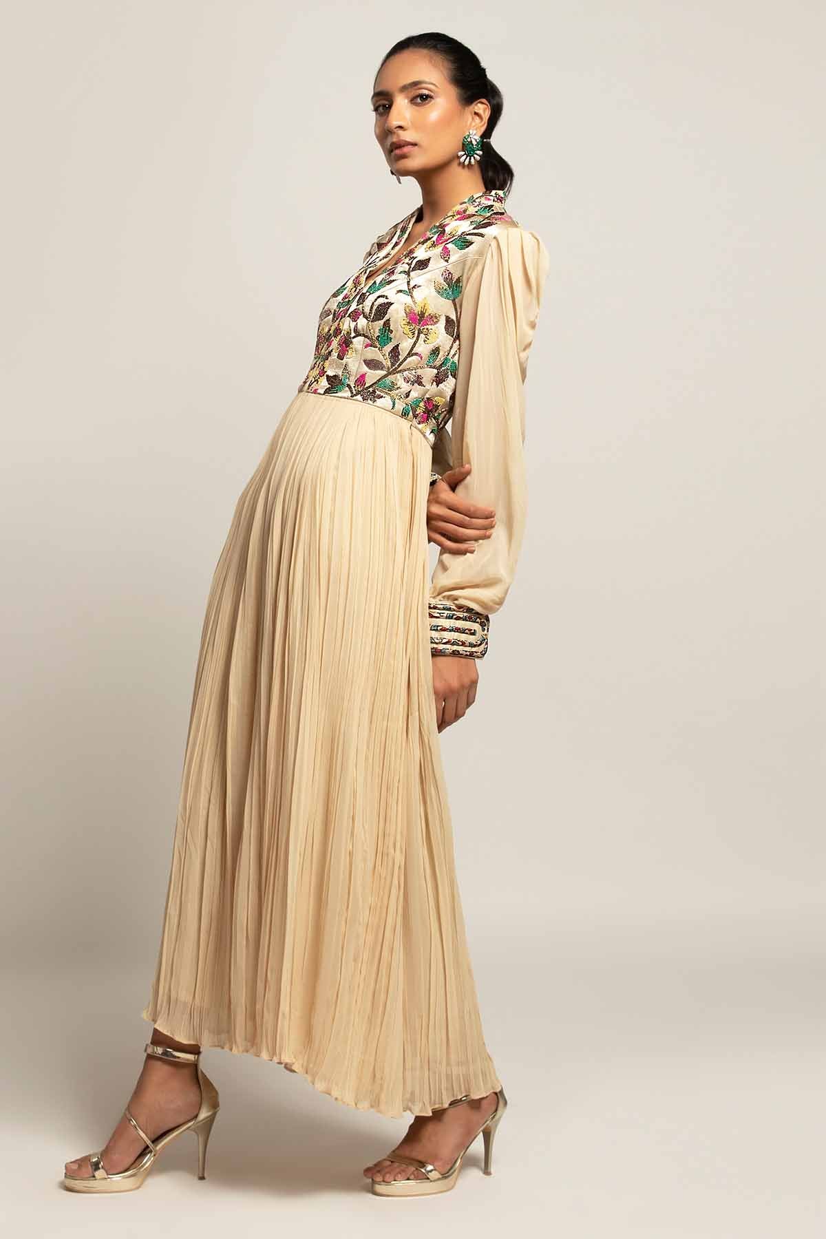 Ivory Crushed Embellished Dress