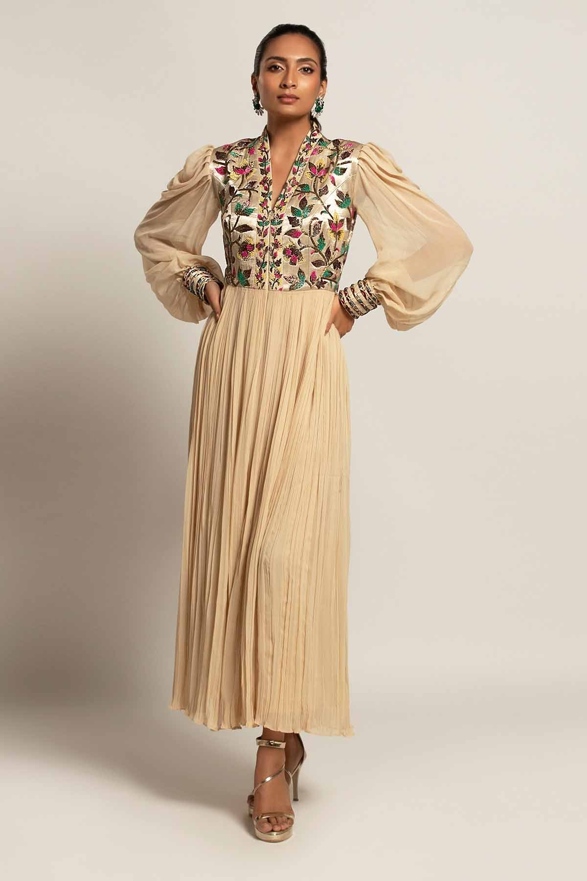 Ivory Crushed Embellished Dress