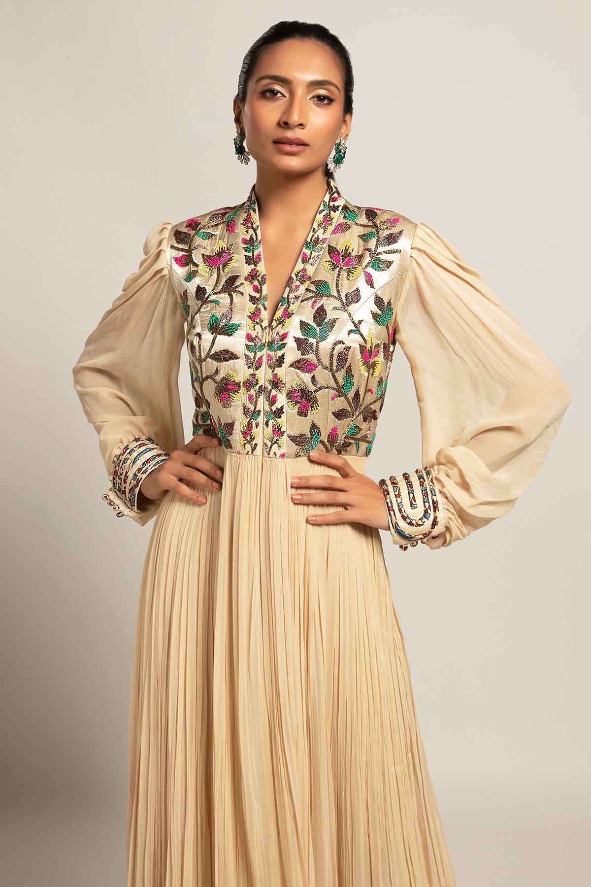 Ivory Crushed Embellished Dress