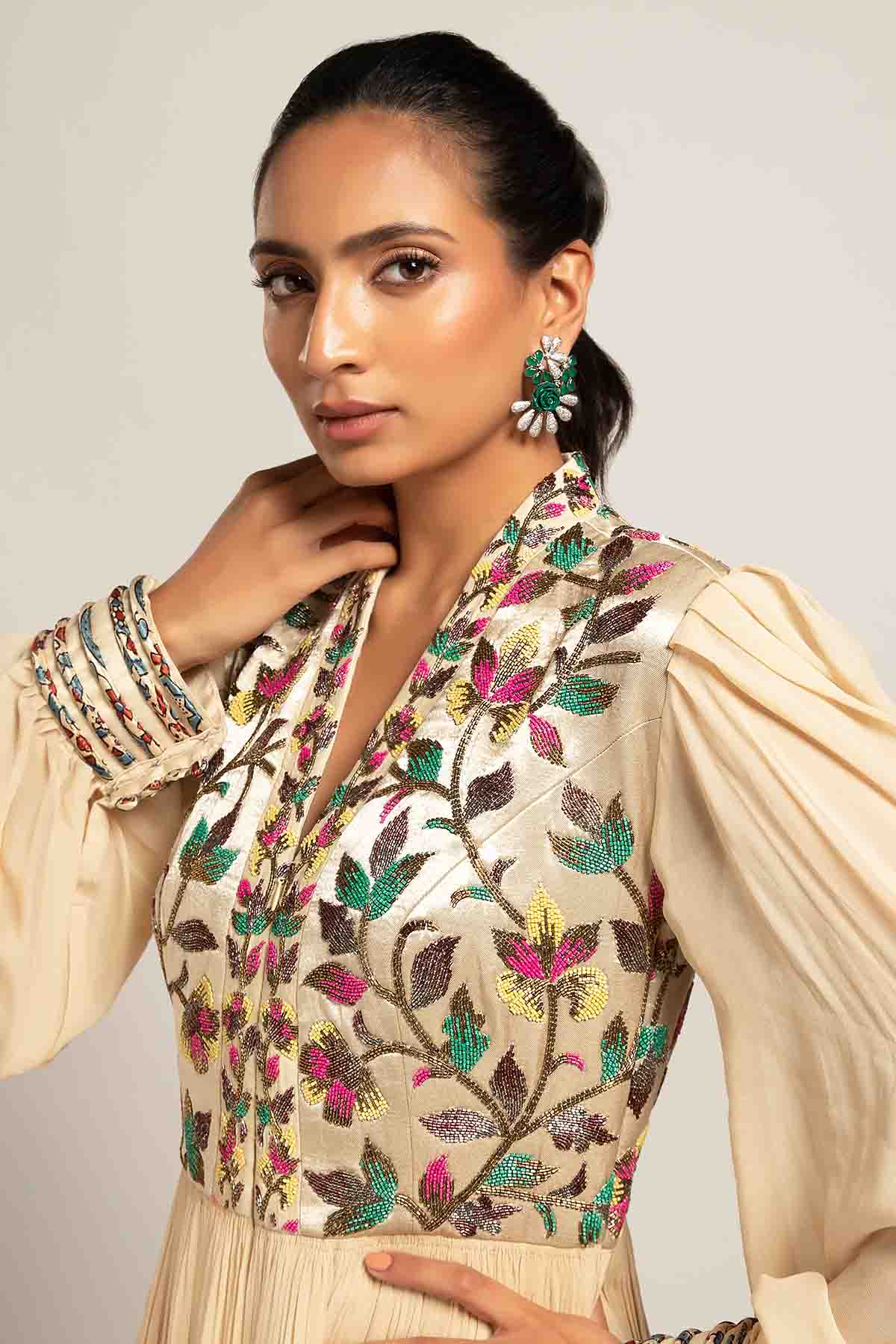 Ivory Crushed Embellished Dress