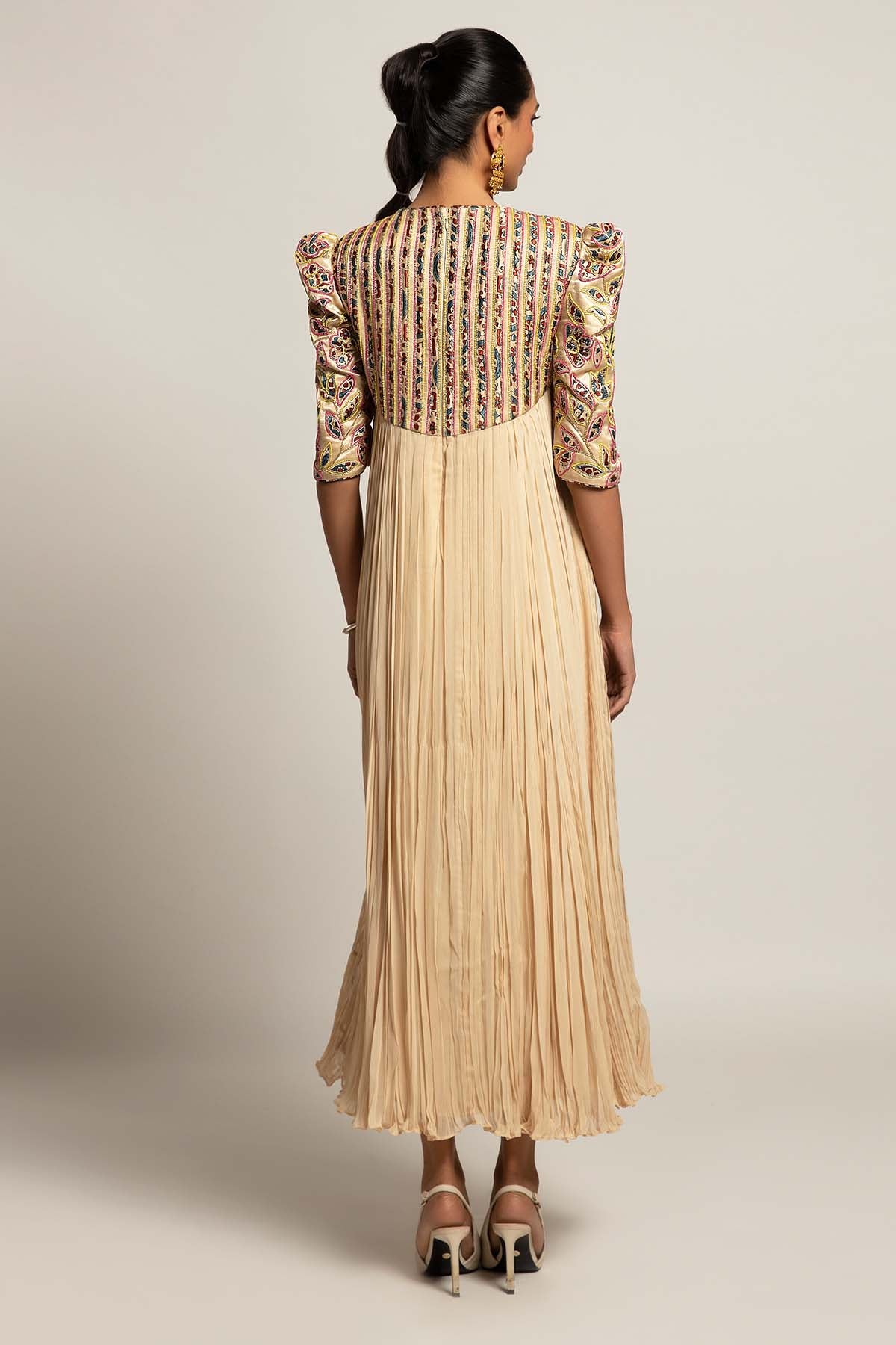 Ivory Crushed Patchwork Dress