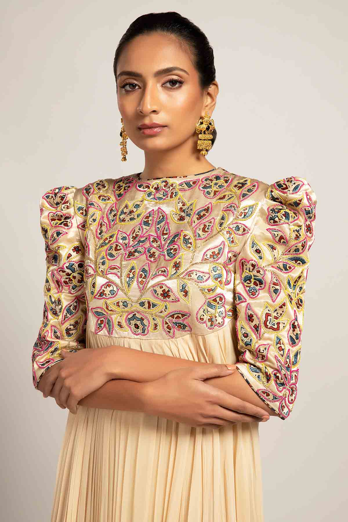 Ivory Crushed Patchwork Dress