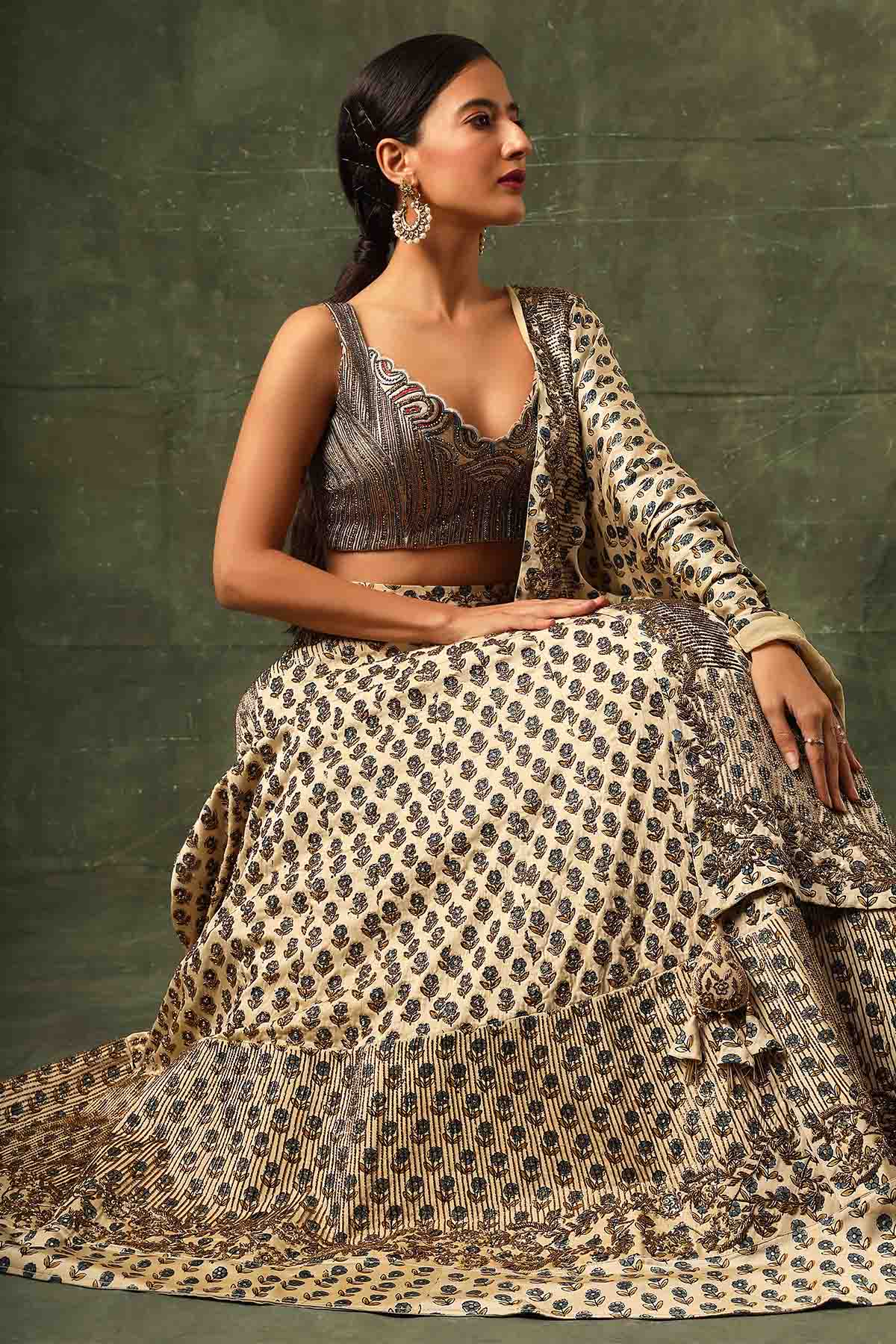 Ivory Cutdana Work Lehenga Set