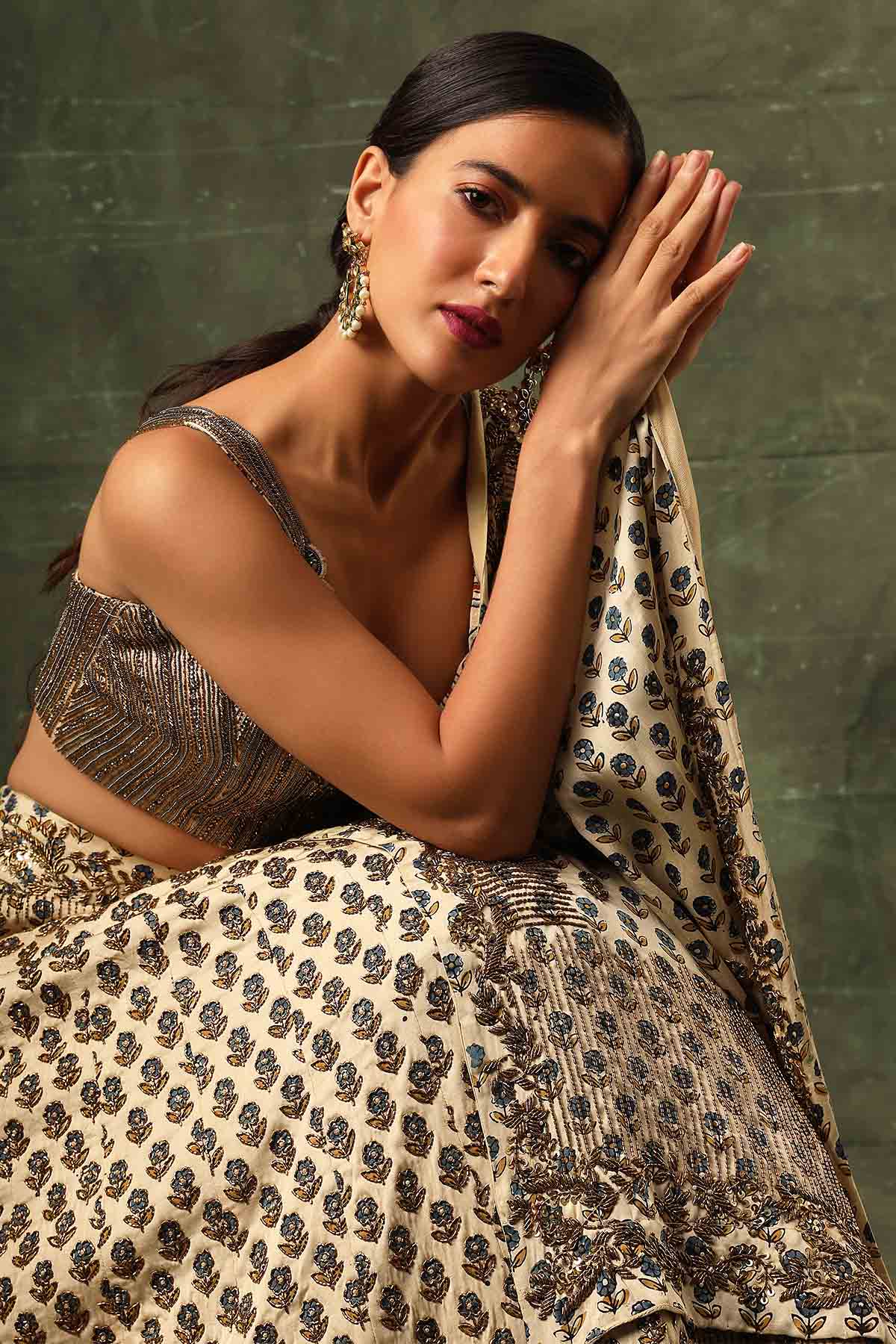 Ivory Cutdana Work Lehenga Set