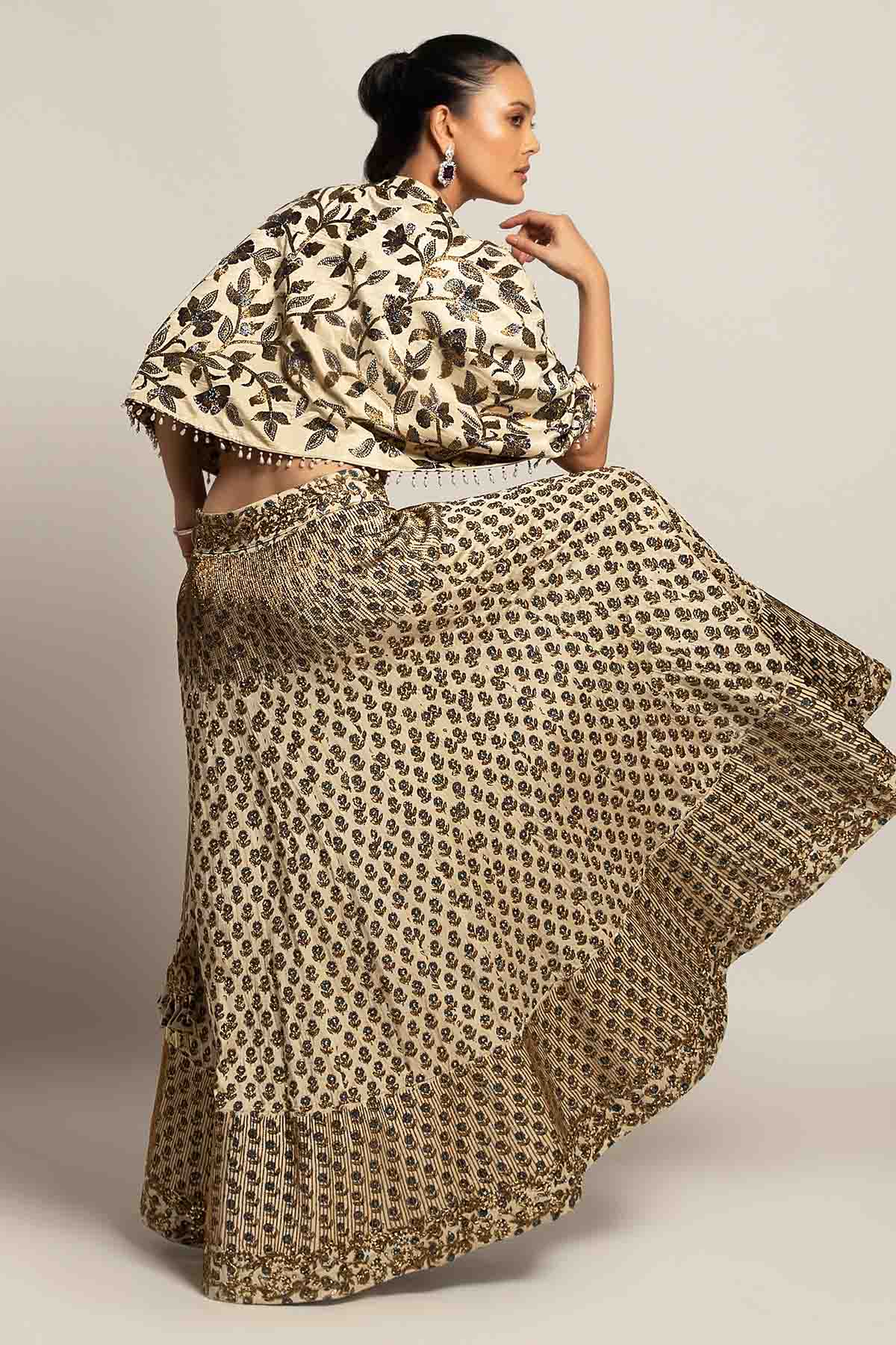 Ivory Cutpipe Work Lehenga Set