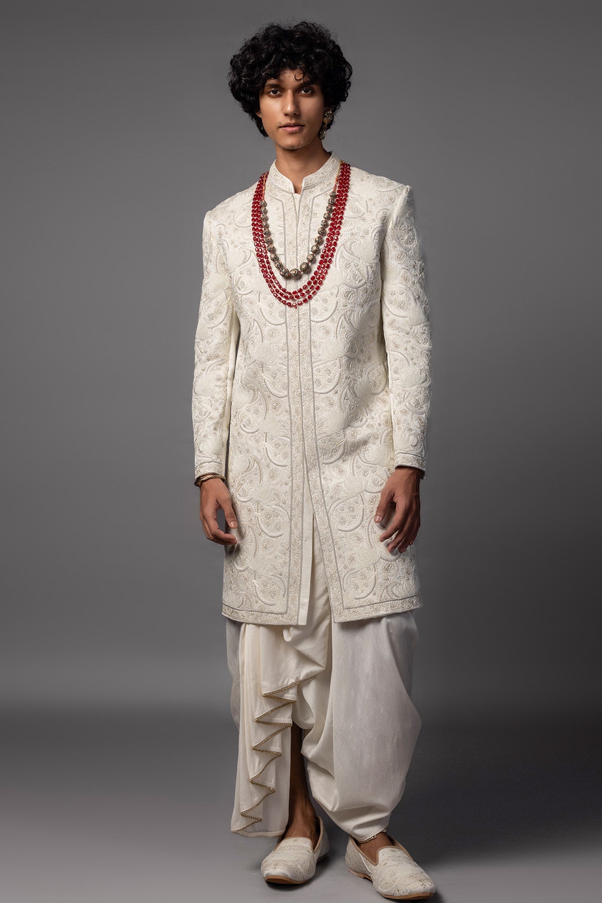 Buy Ivory Dabka Work Sherwani Set for men by Paarsh Atelier online available at scrollnshops
