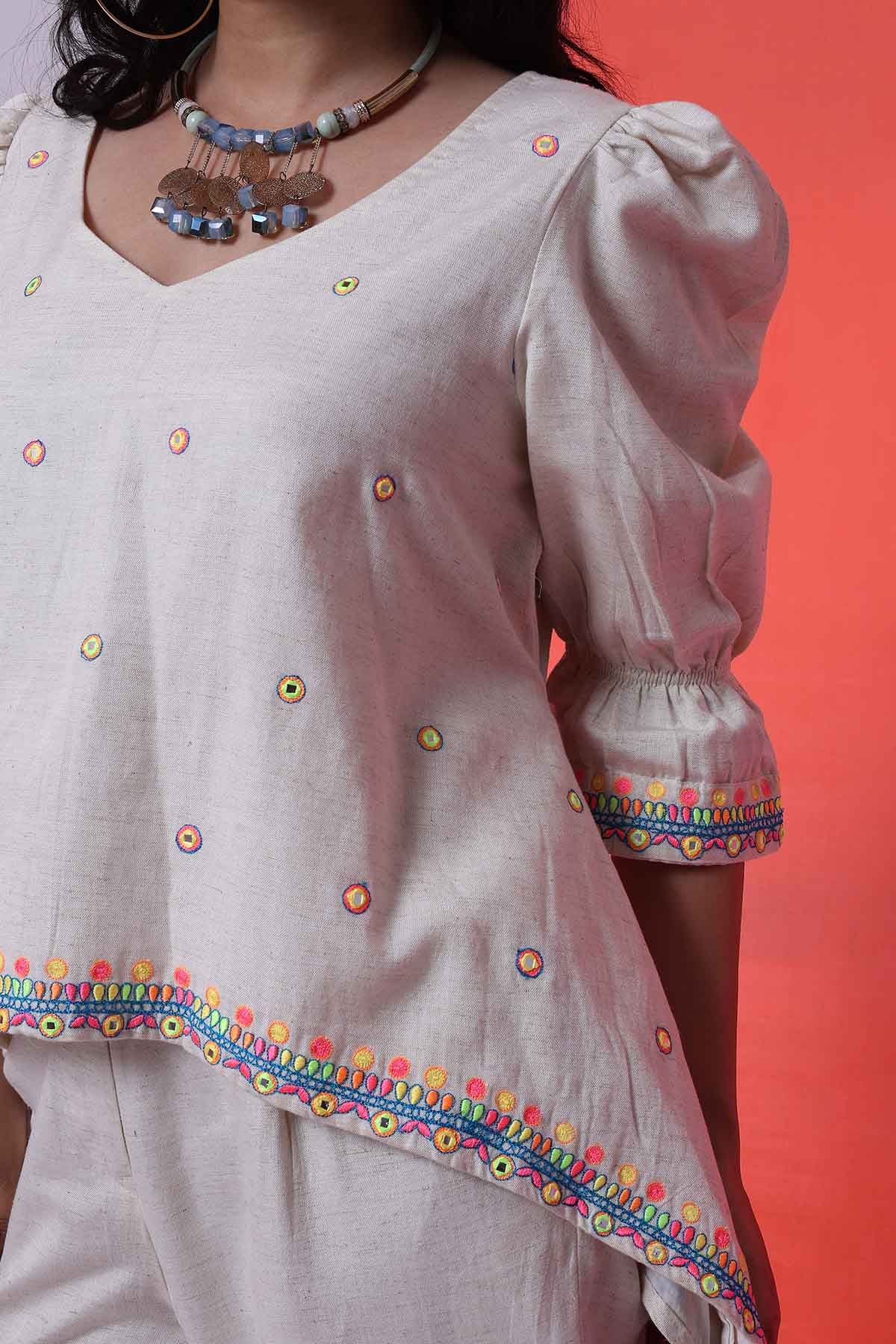 Ivory Deep V-Neck Co-ord Set