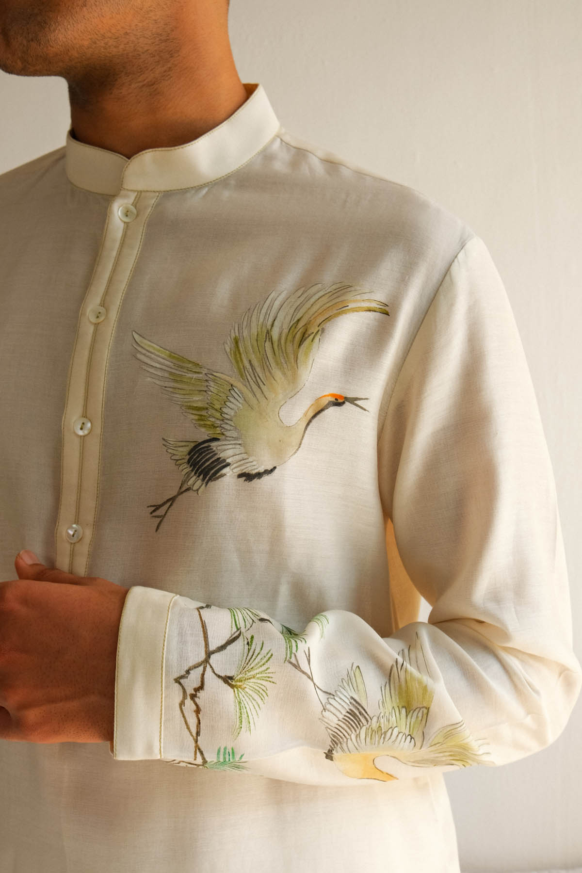 Ivory Deer Painted Kurta Set