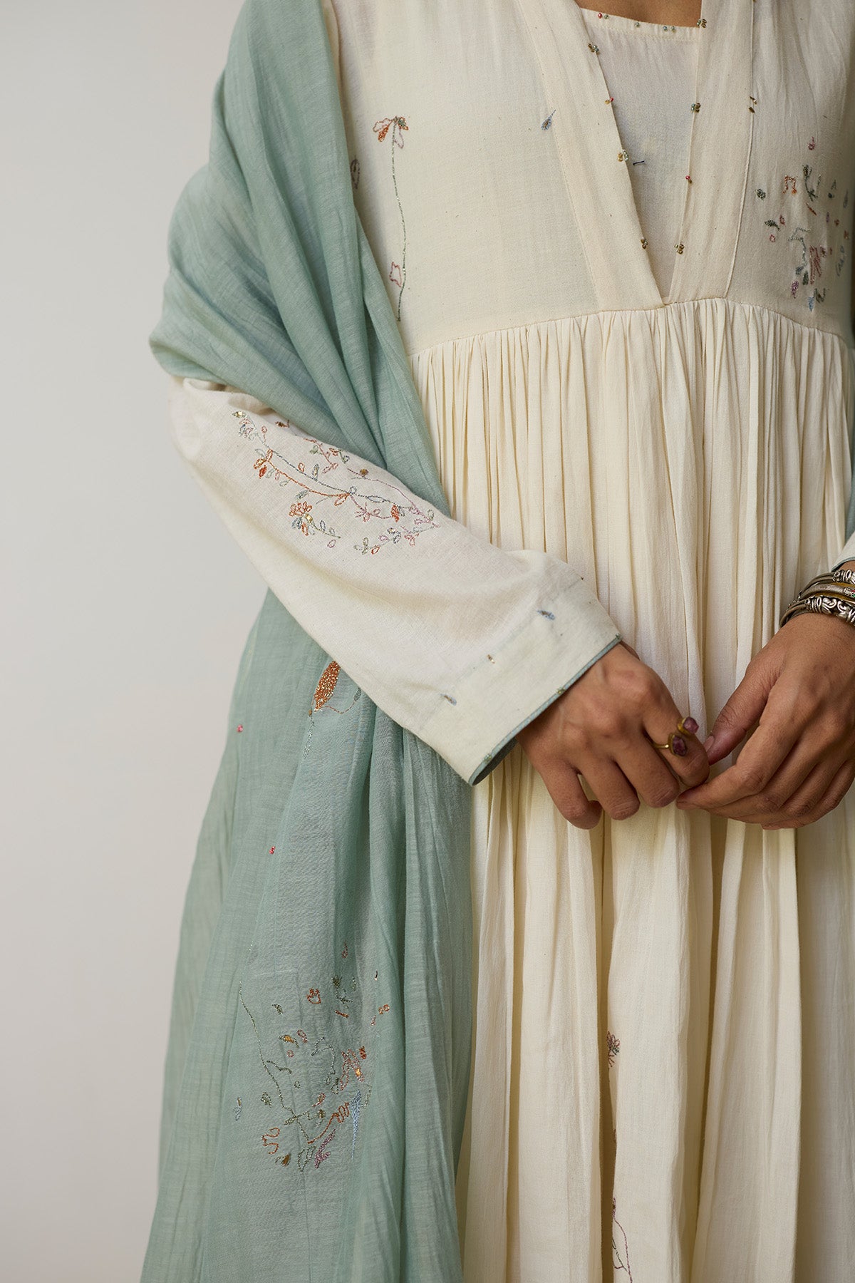 Ivory Dori & Dabka Anarkali Set