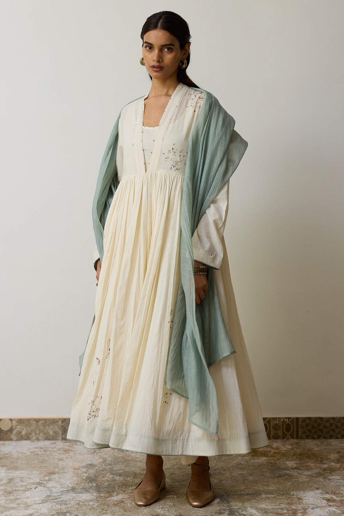 Ivory Dori & Dabka Anarkali Set
