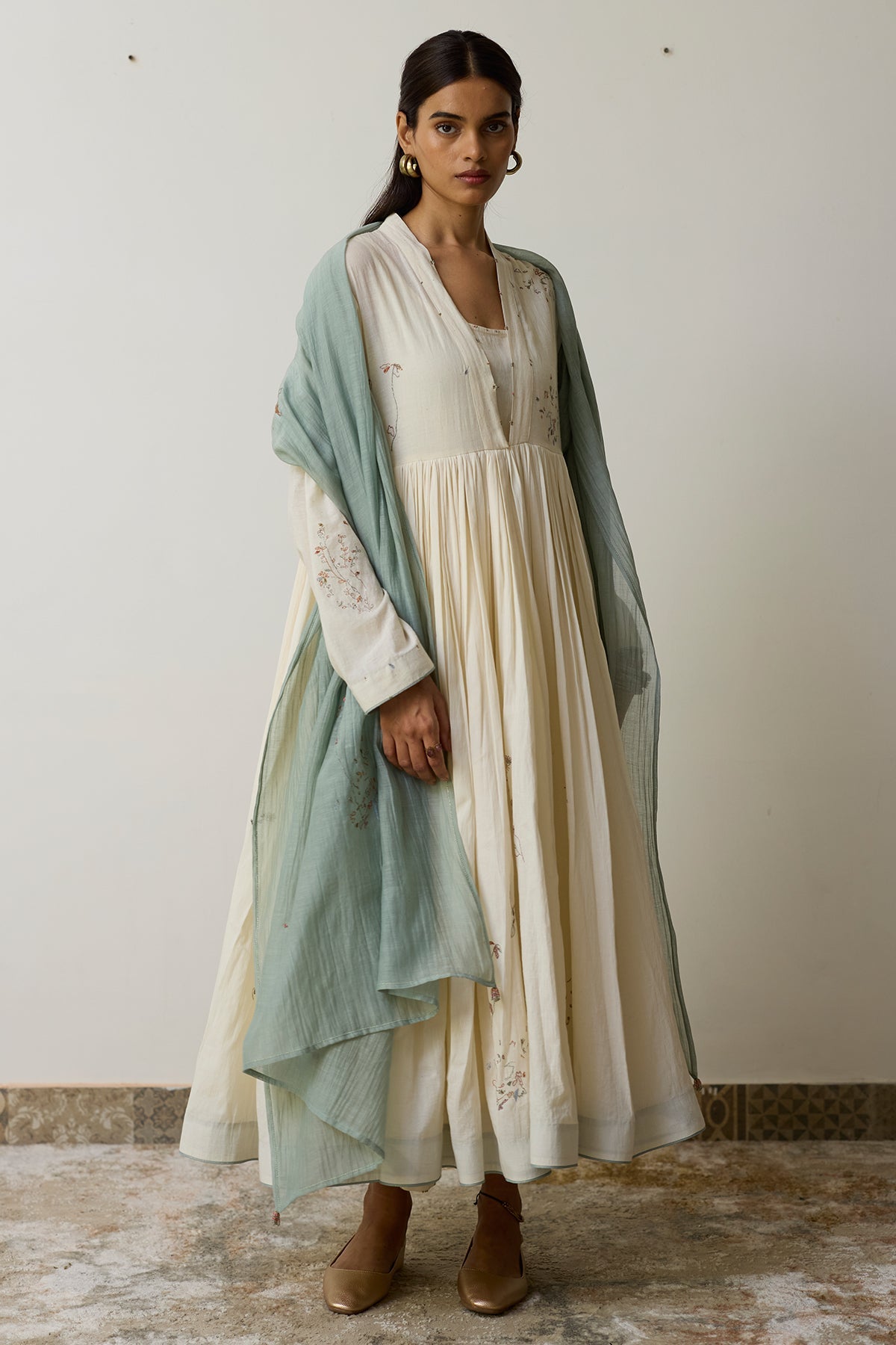 Buy Ivory Dori & Dabka Anarkali Set for women by Rhua India online available at scrollnshops
