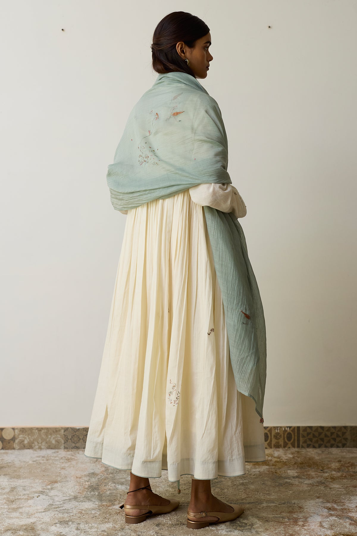 Ivory Dori & Dabka Anarkali Set