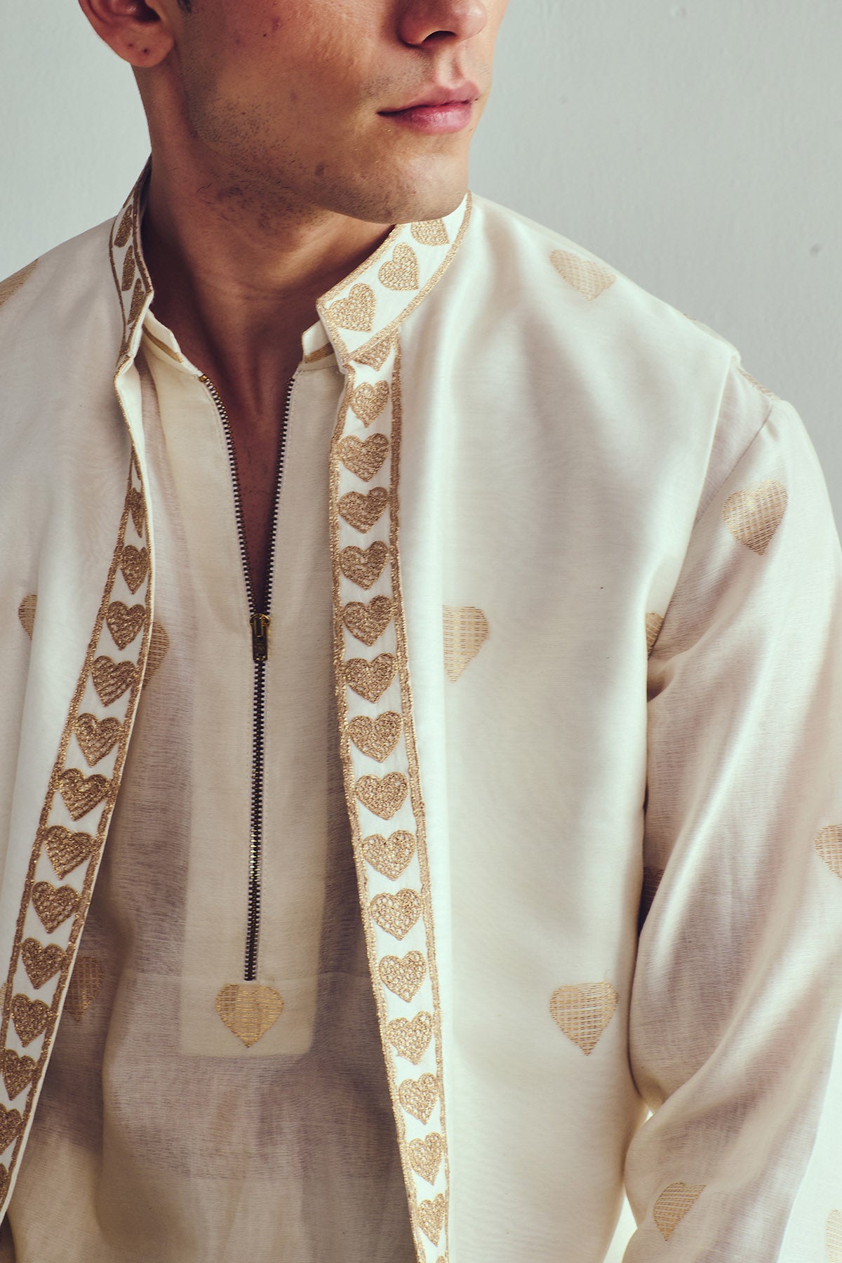 Ivory Dori Embroidered Bundi Set