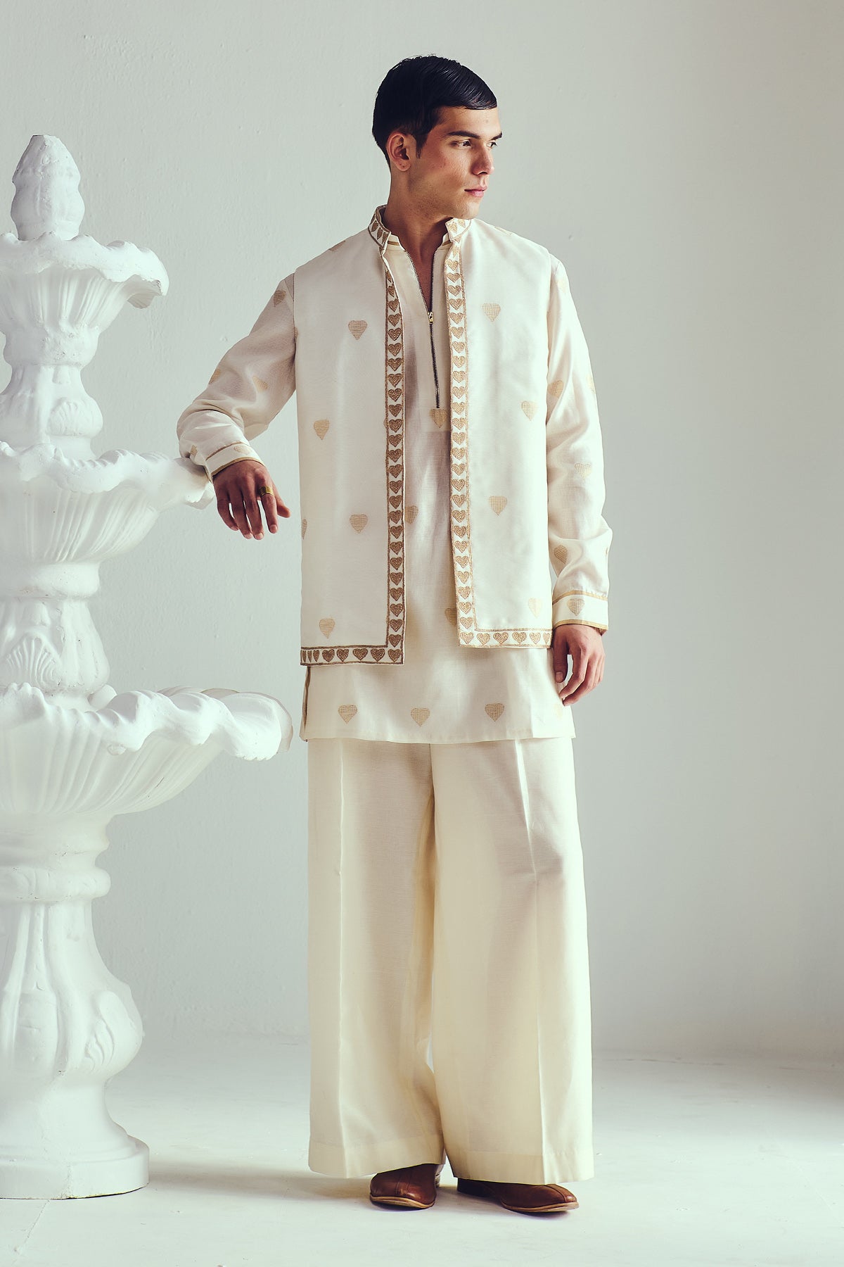 Ivory Dori Embroidered Bundi Set