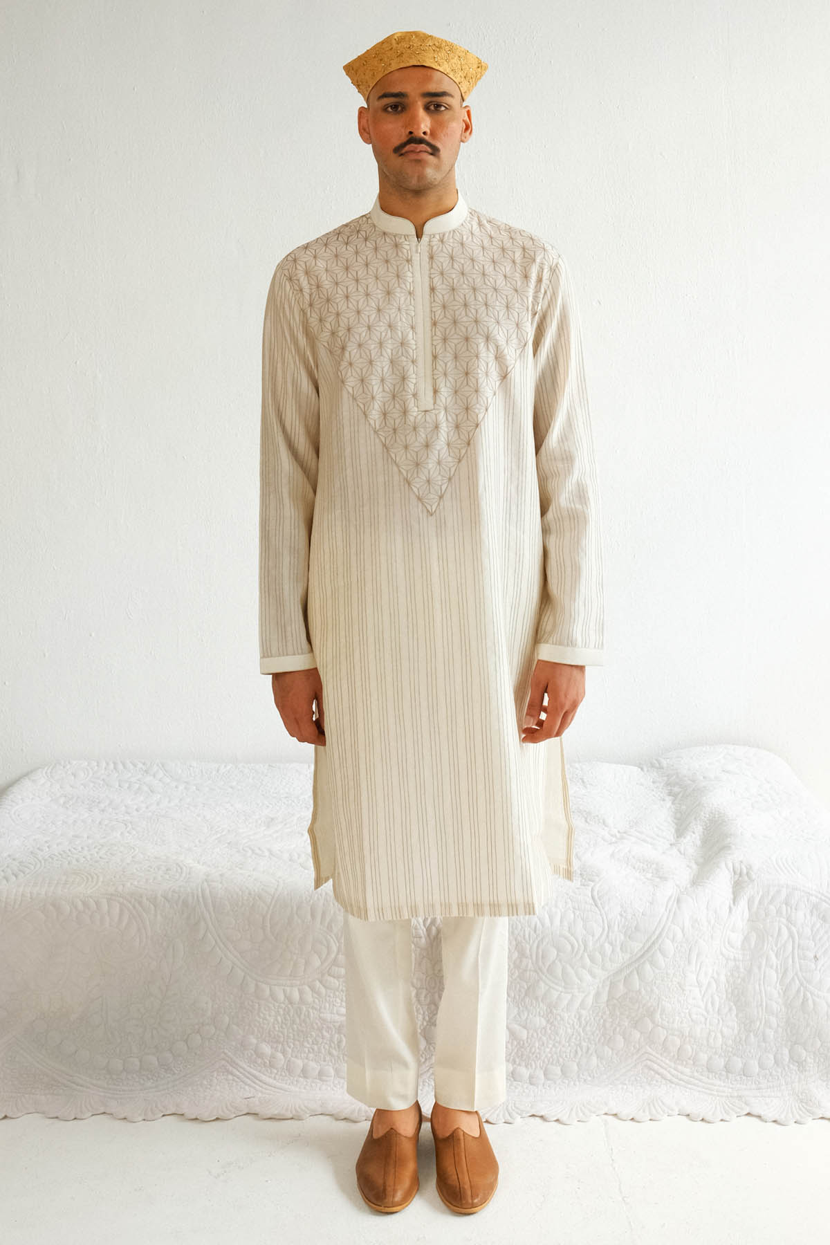 WABI SABI Ivory Dori Embroidered Kurta Set for men online at ScrollnShops