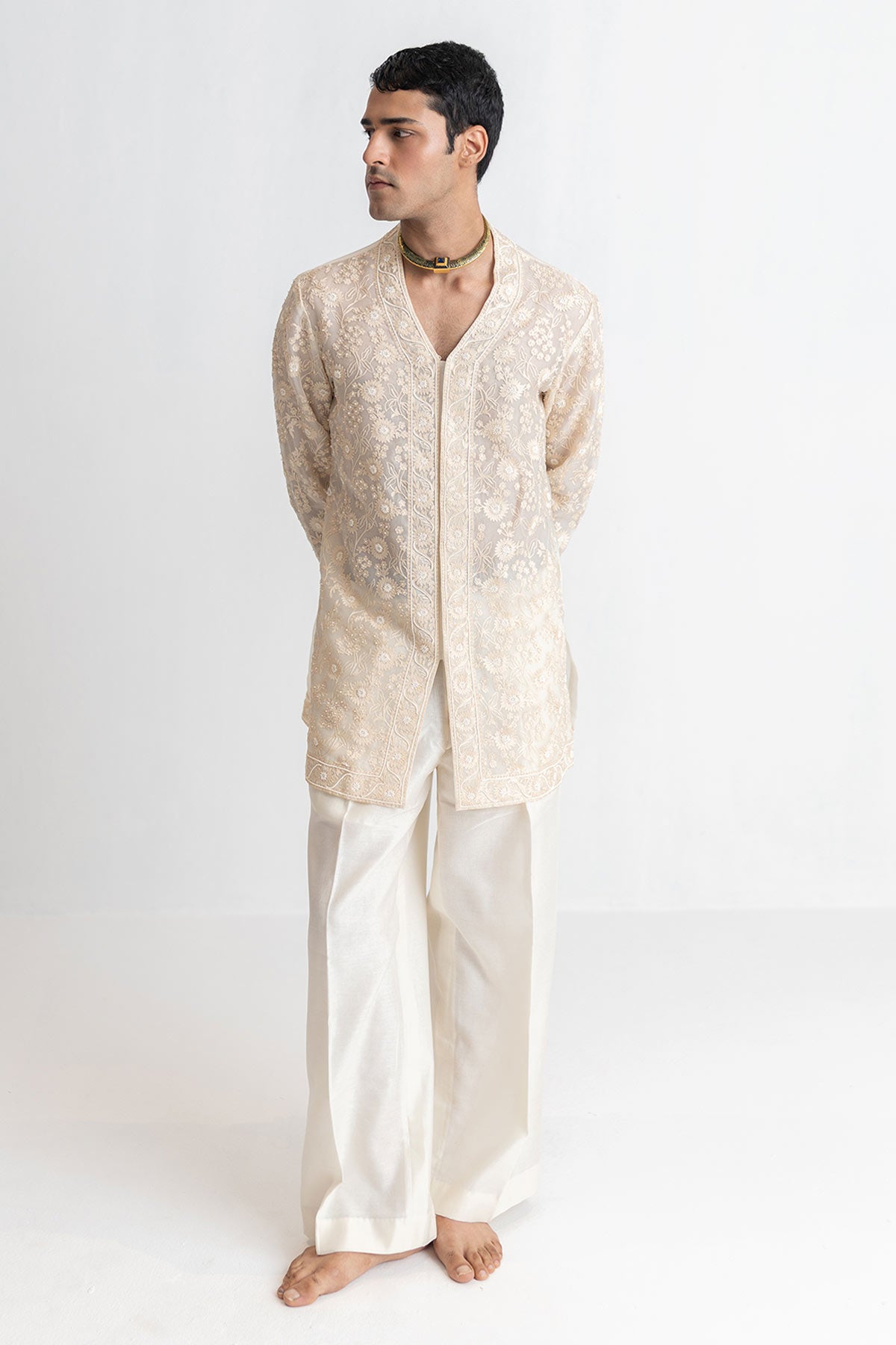 Ivory Dori Resham Kurta & Pants