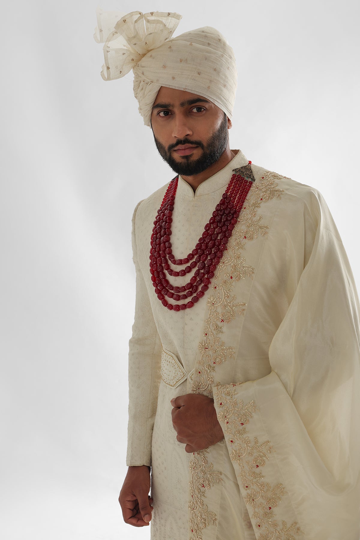 Ivory Dori Work Sherwani Set