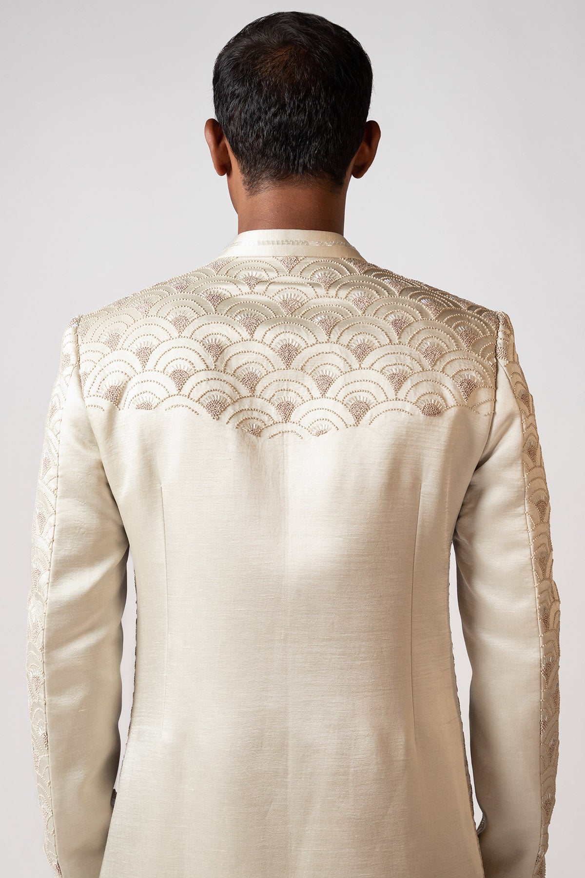 Ivory Double Paneled Achkan Set