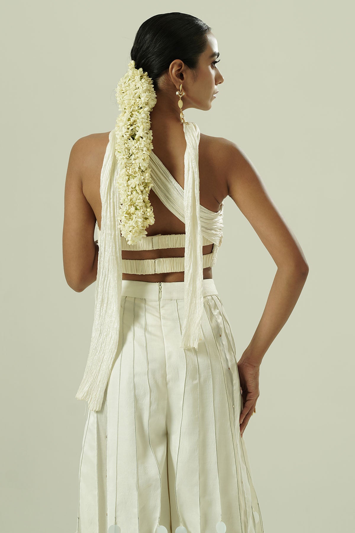 Ivory Draped Indo-Western Set