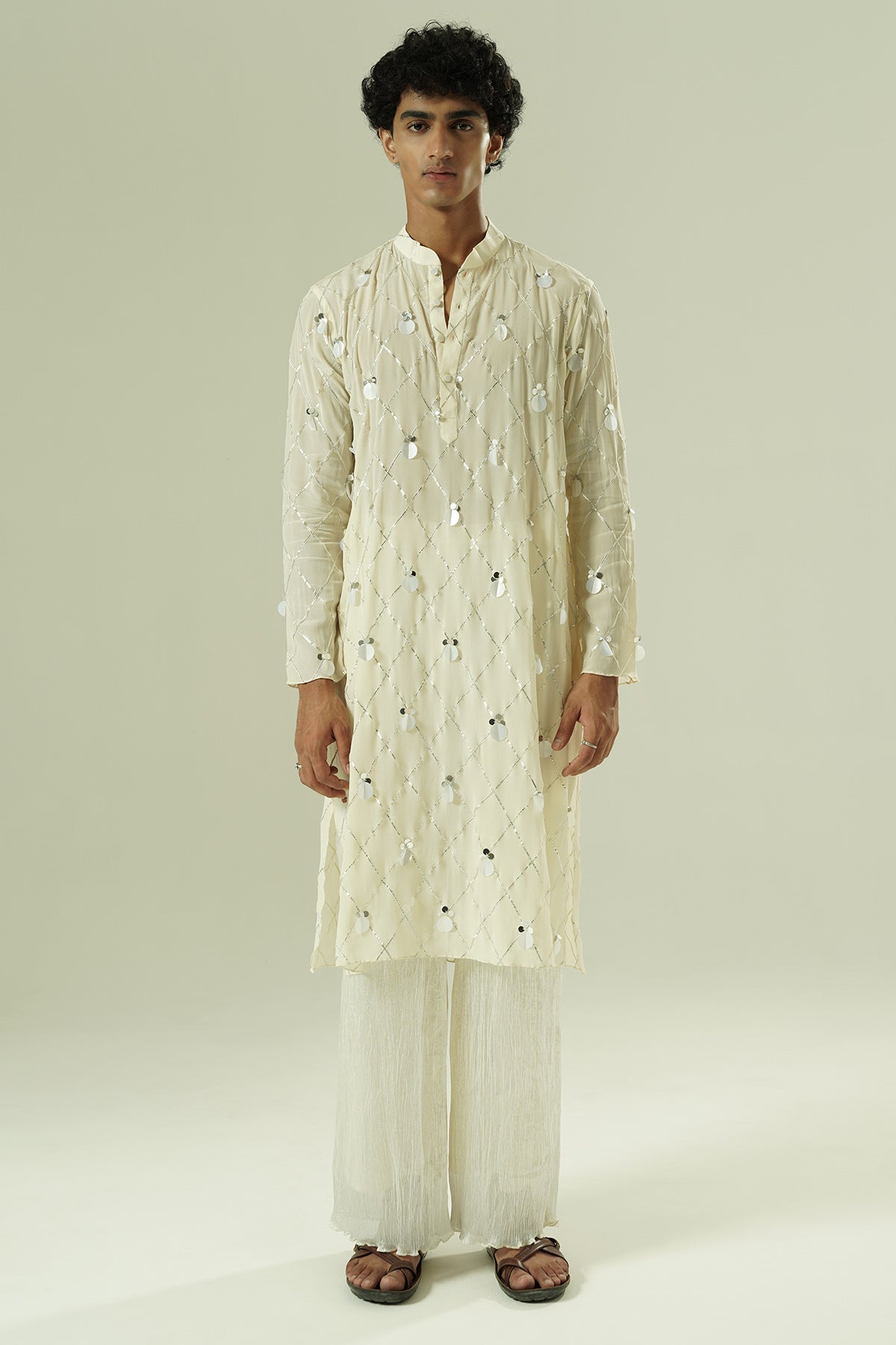 Buy Ivory Droplets Kurta & Pants for women by Shwetanga Designer online available at scrollnshops