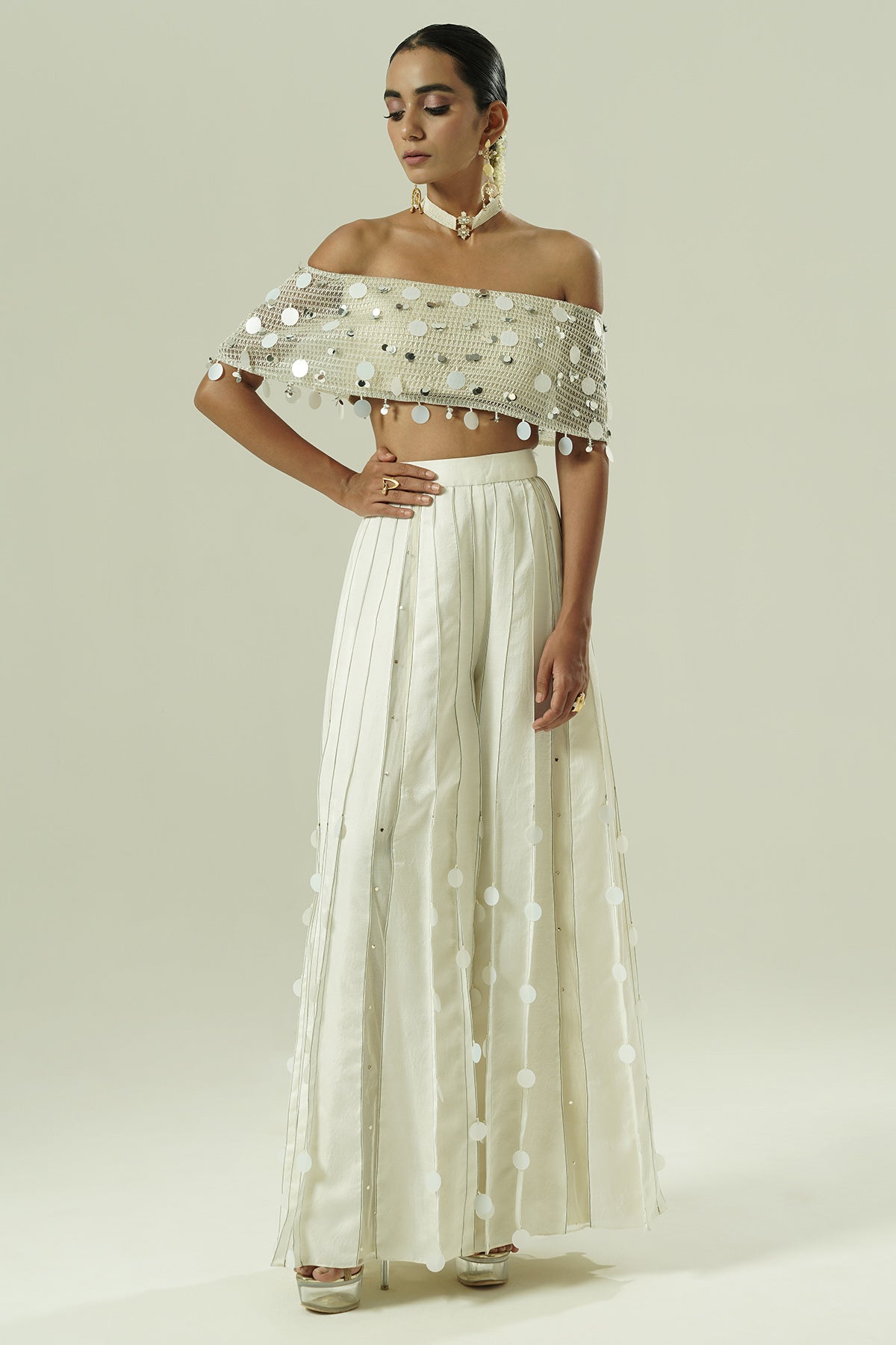 Buy Ivory Drops Indo-Western Set for women by Shwetanga Designer online available at scrollnshops