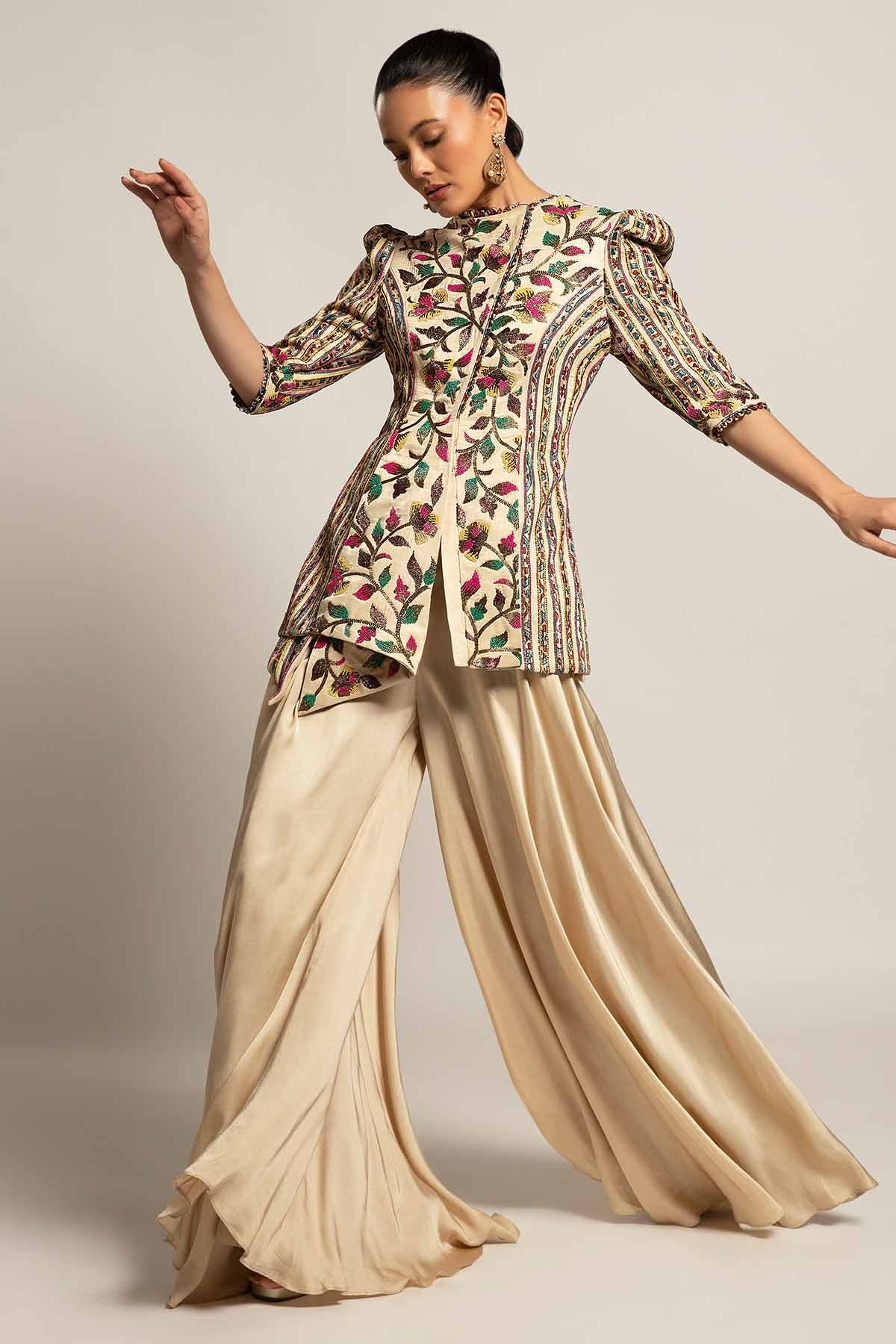 Ivory Embellished Jacket & Pants