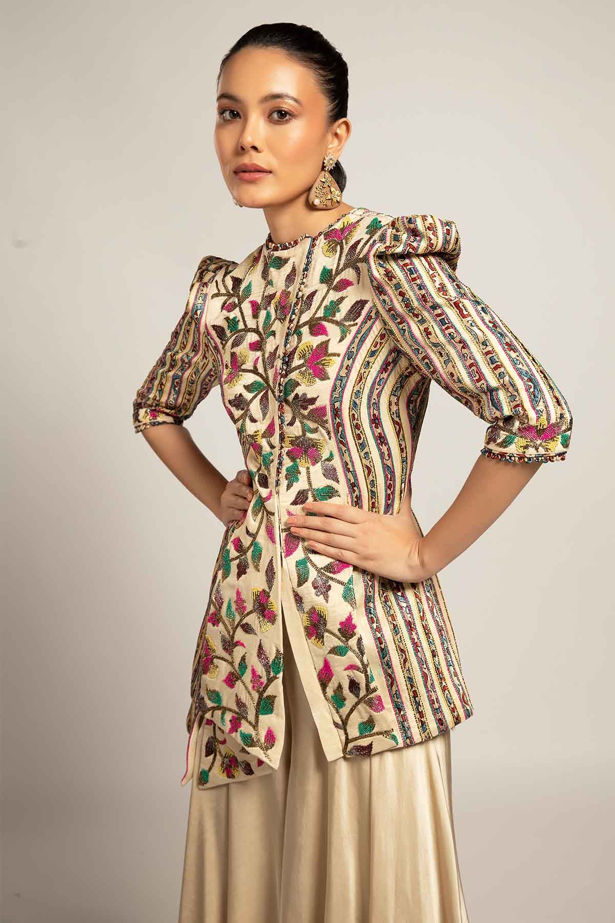 Ivory Embellished Jacket & Pants