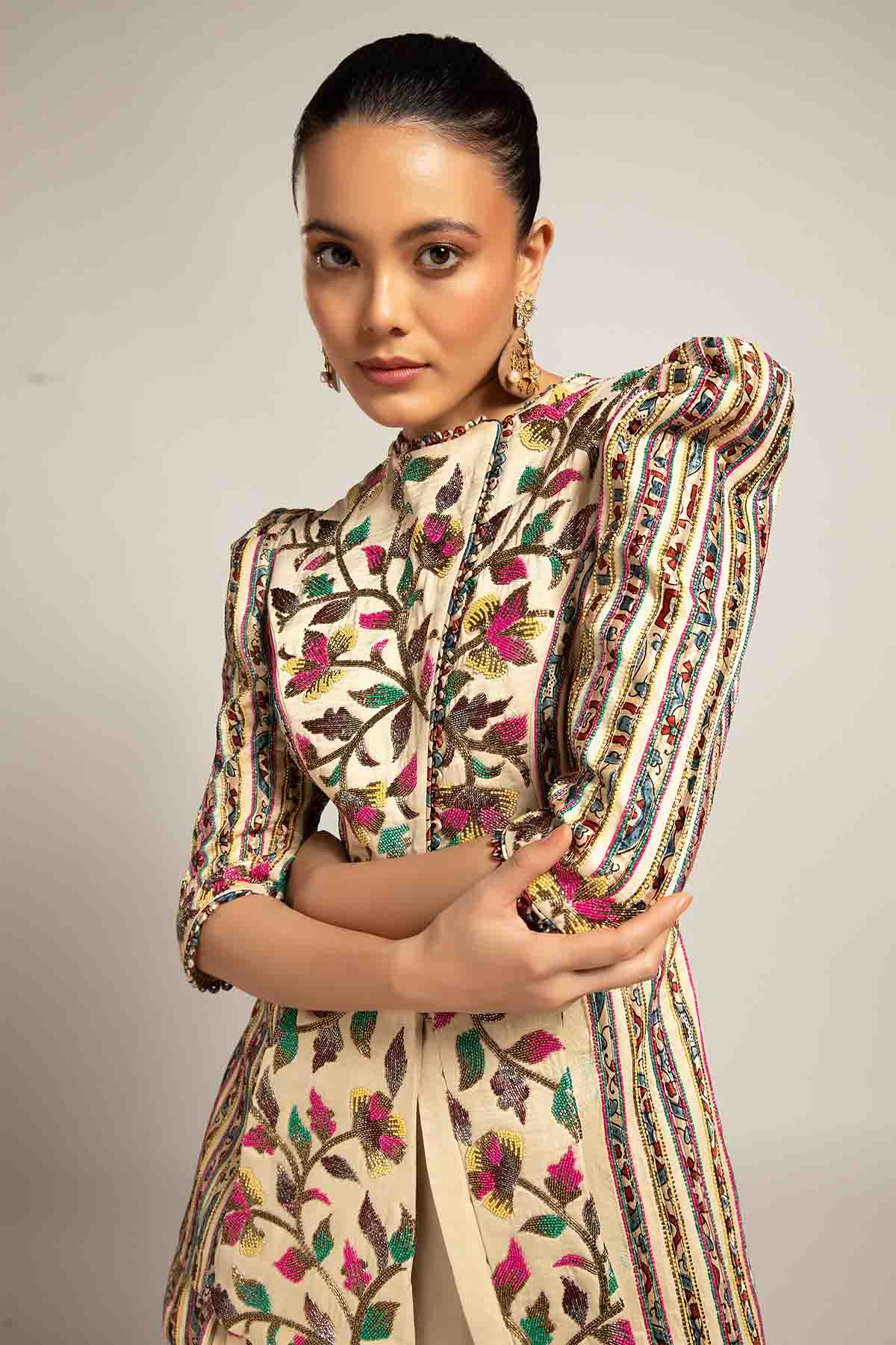 Ivory Embellished Jacket & Pants