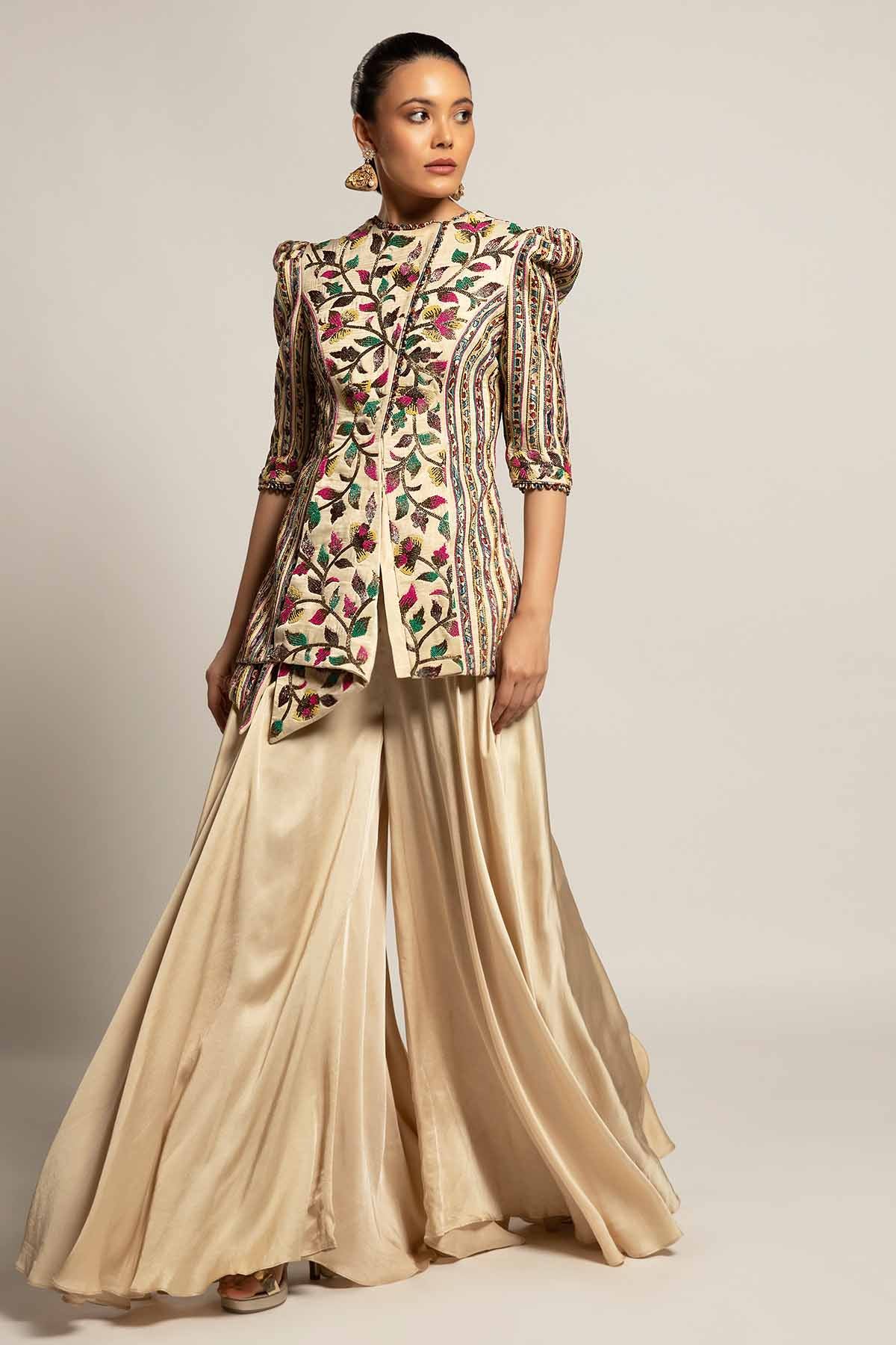 Buy Ivory Embellished Jacket & Pants by Sejal Kamdar for women online at ScrollnShops