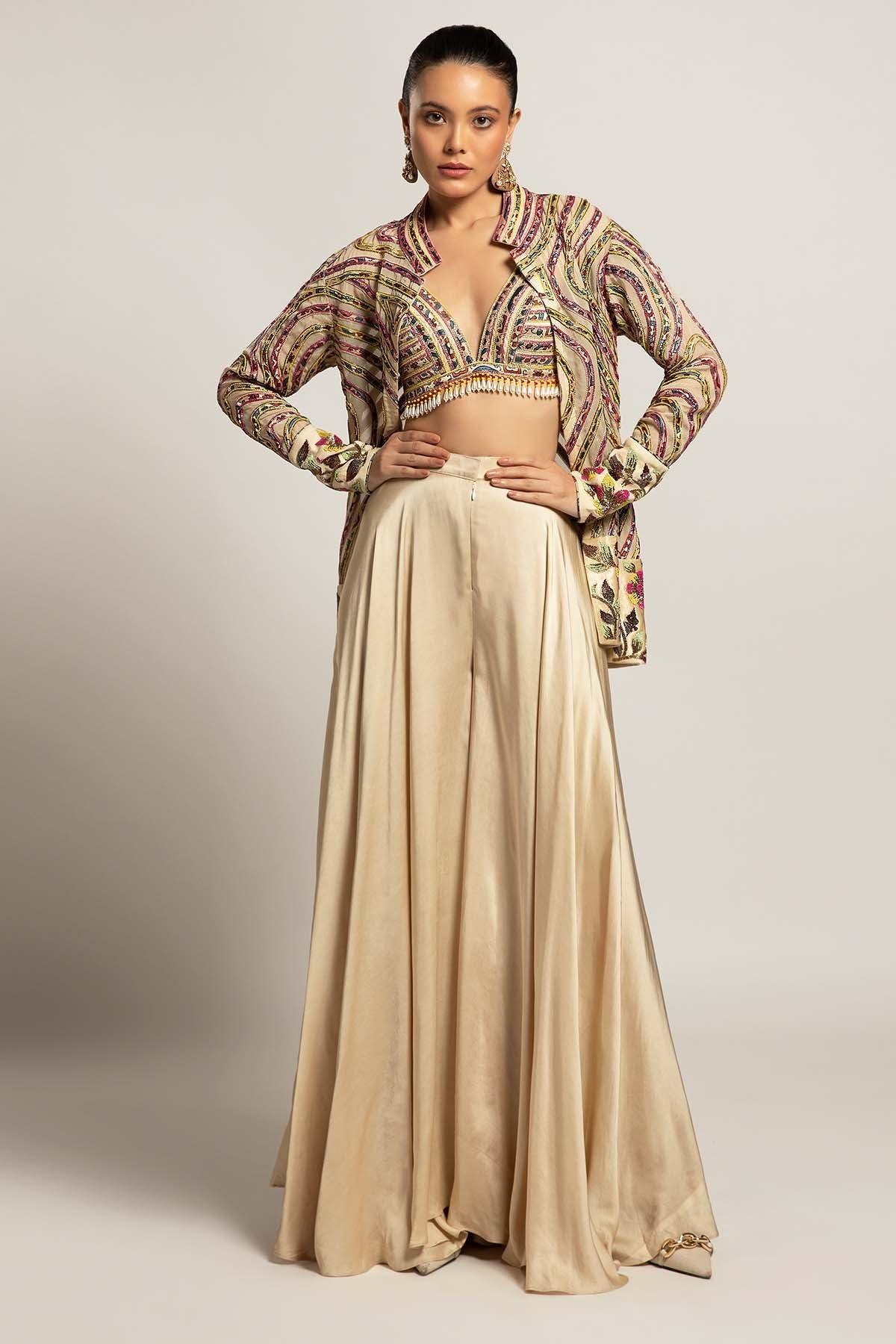 Buy Ivory Embellished Jacket Set by Sejal Kamdar for women online at ScrollnShops