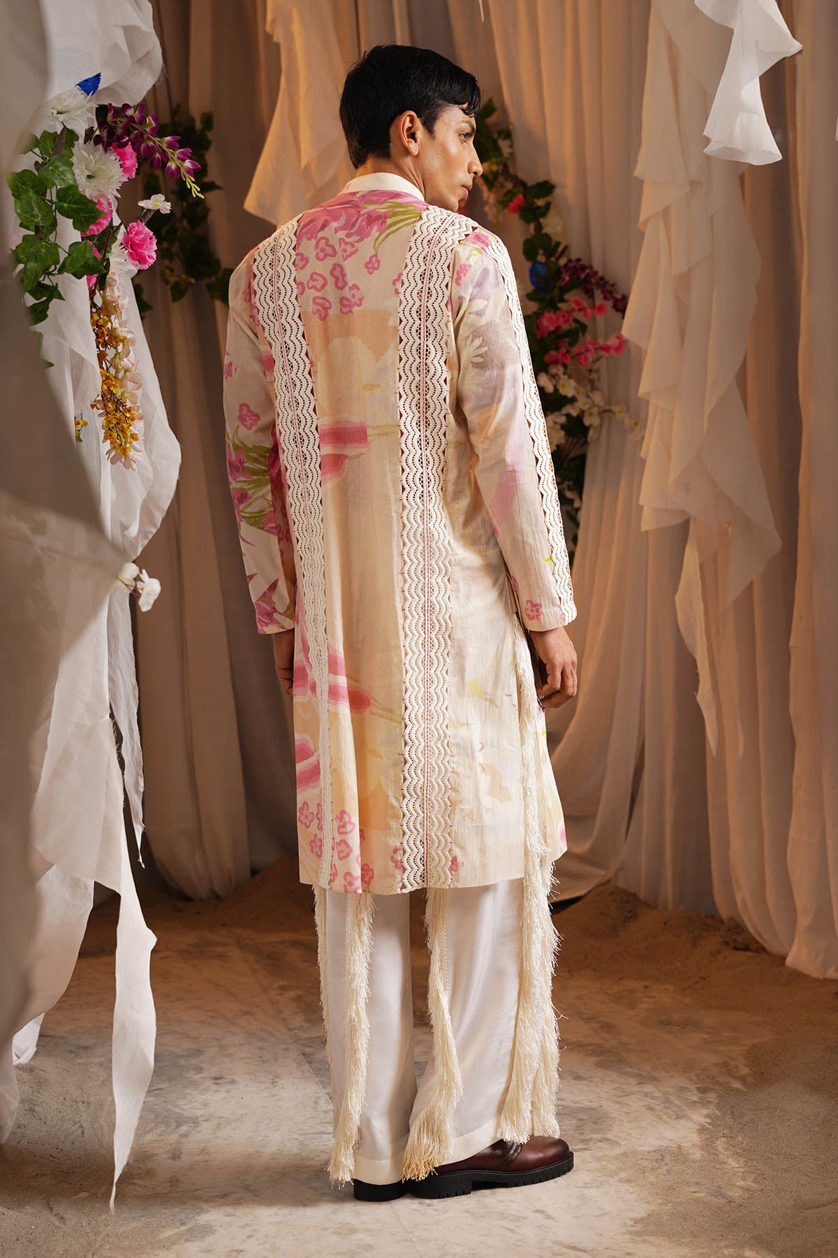 Ivory Embellished Lace Kurta Set