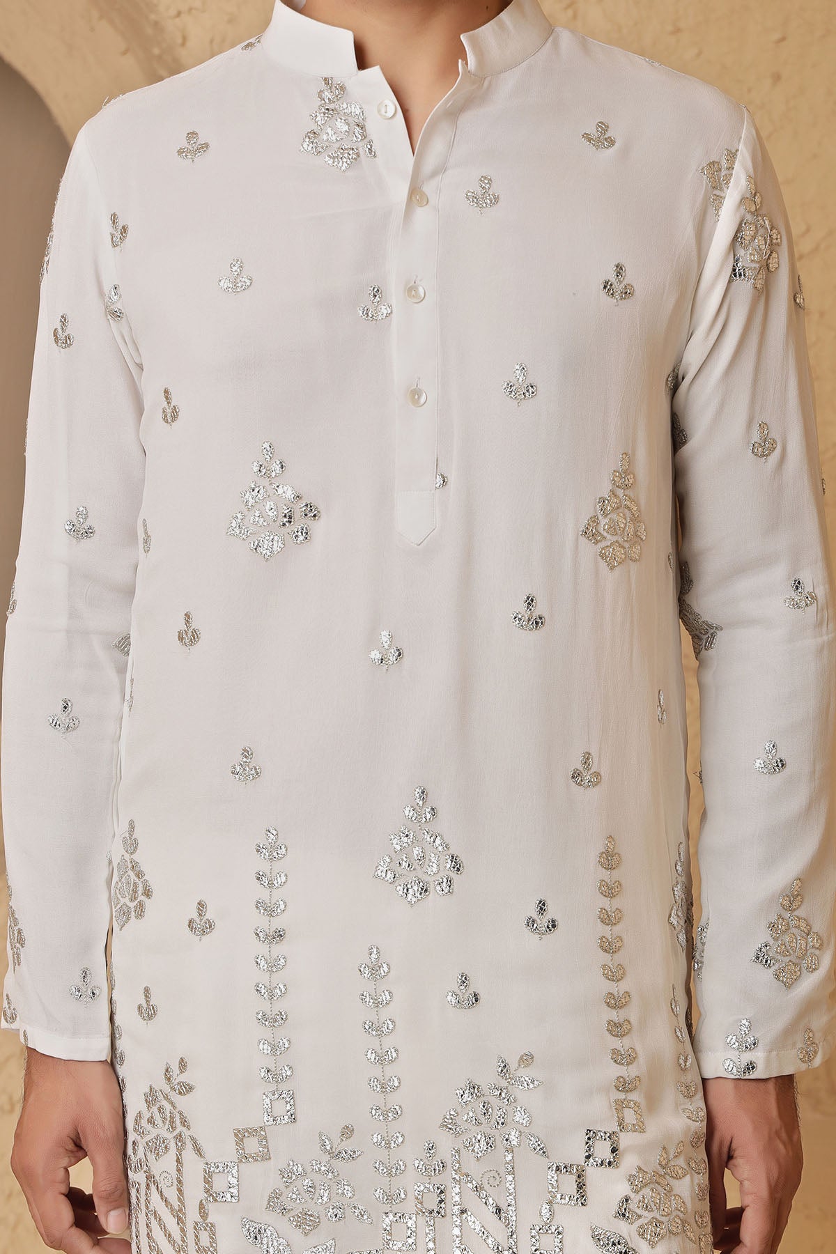 Ivory Embroidered Kurta & Pants