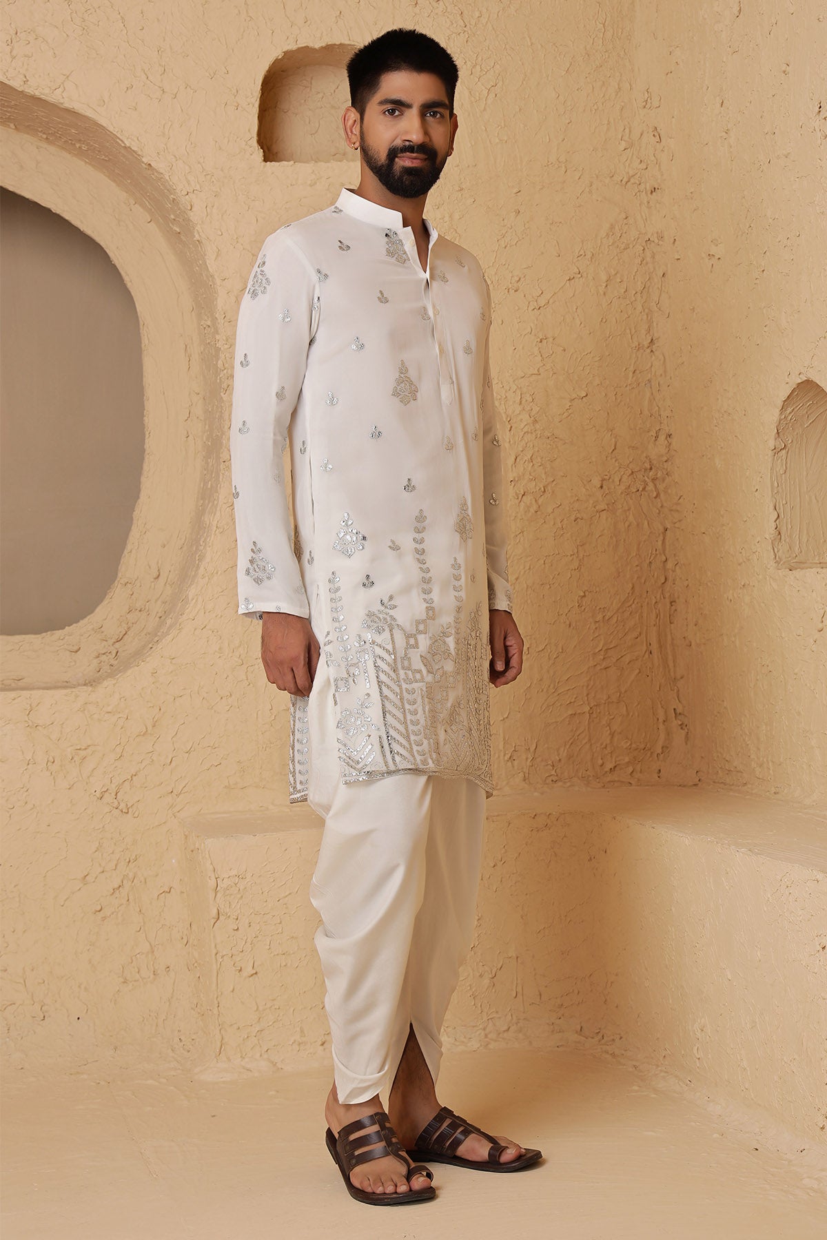 Ivory Embroidered Kurta & Pants