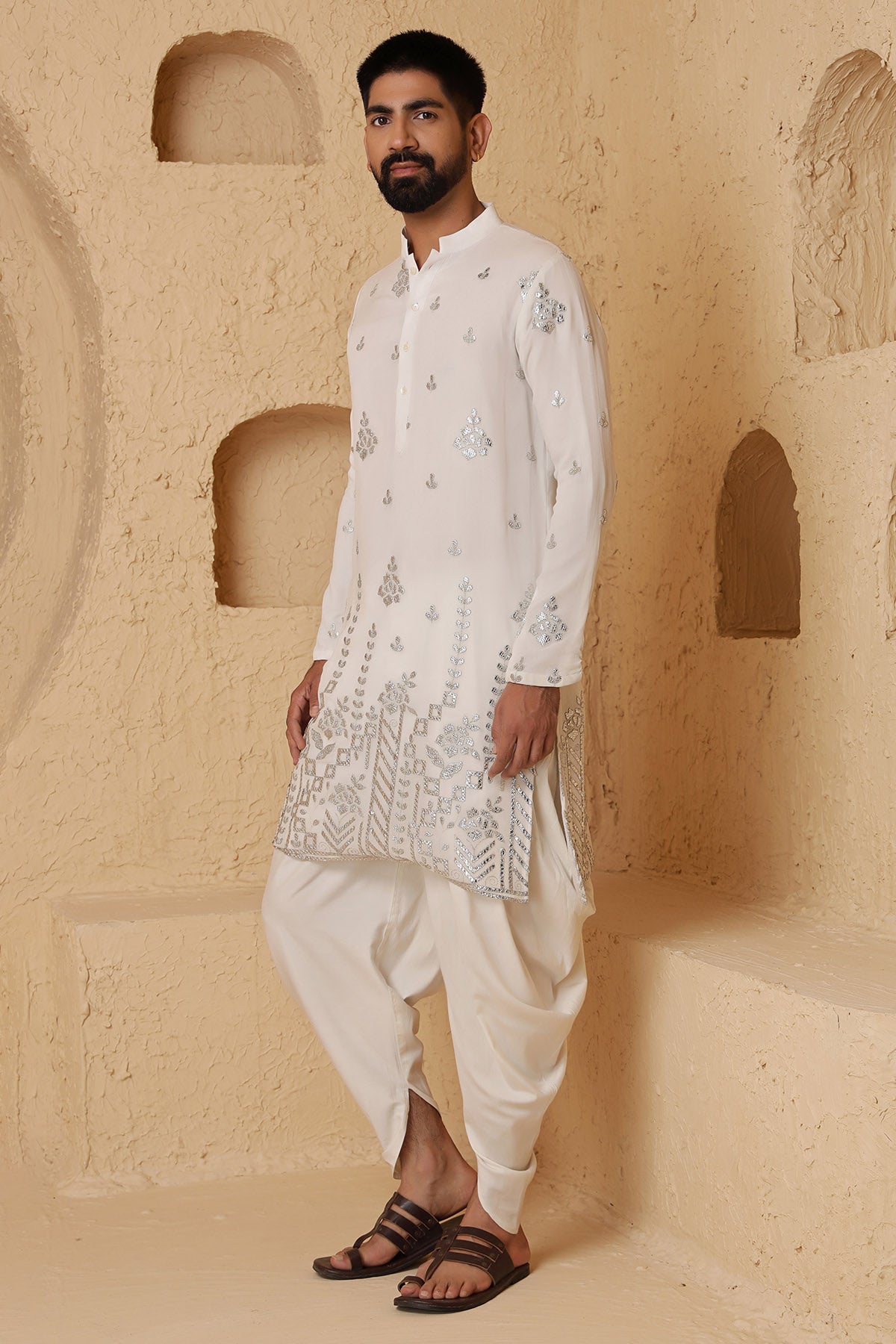 Ivory Embroidered Kurta & Pants