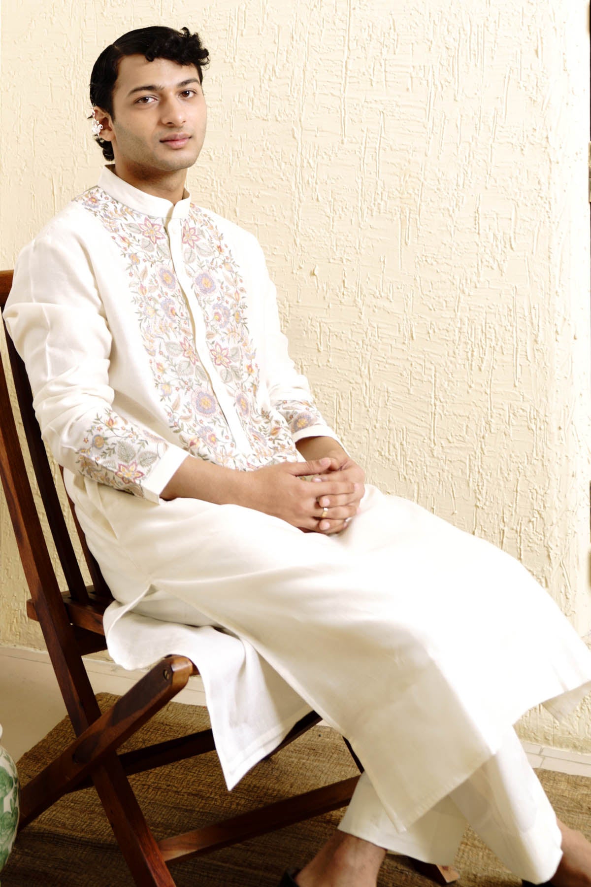 Ivory Embroidered Kurta & Pants