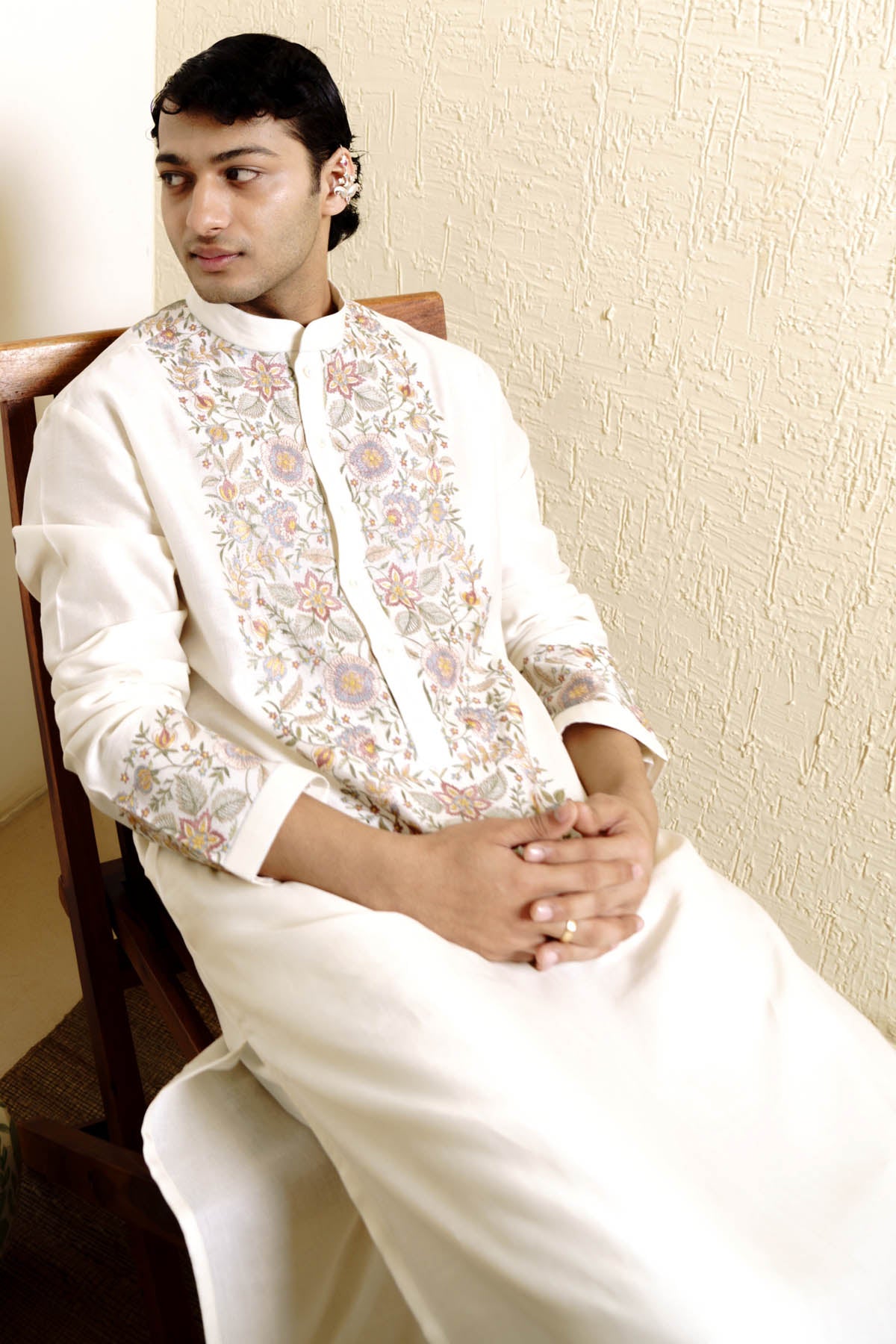 Ivory Embroidered Kurta & Pants