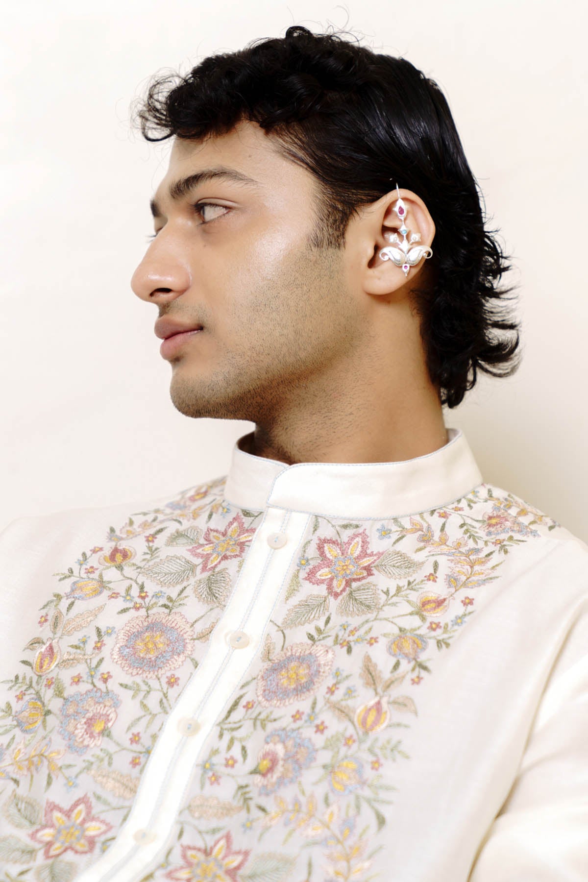 Ivory Embroidered Kurta & Pants