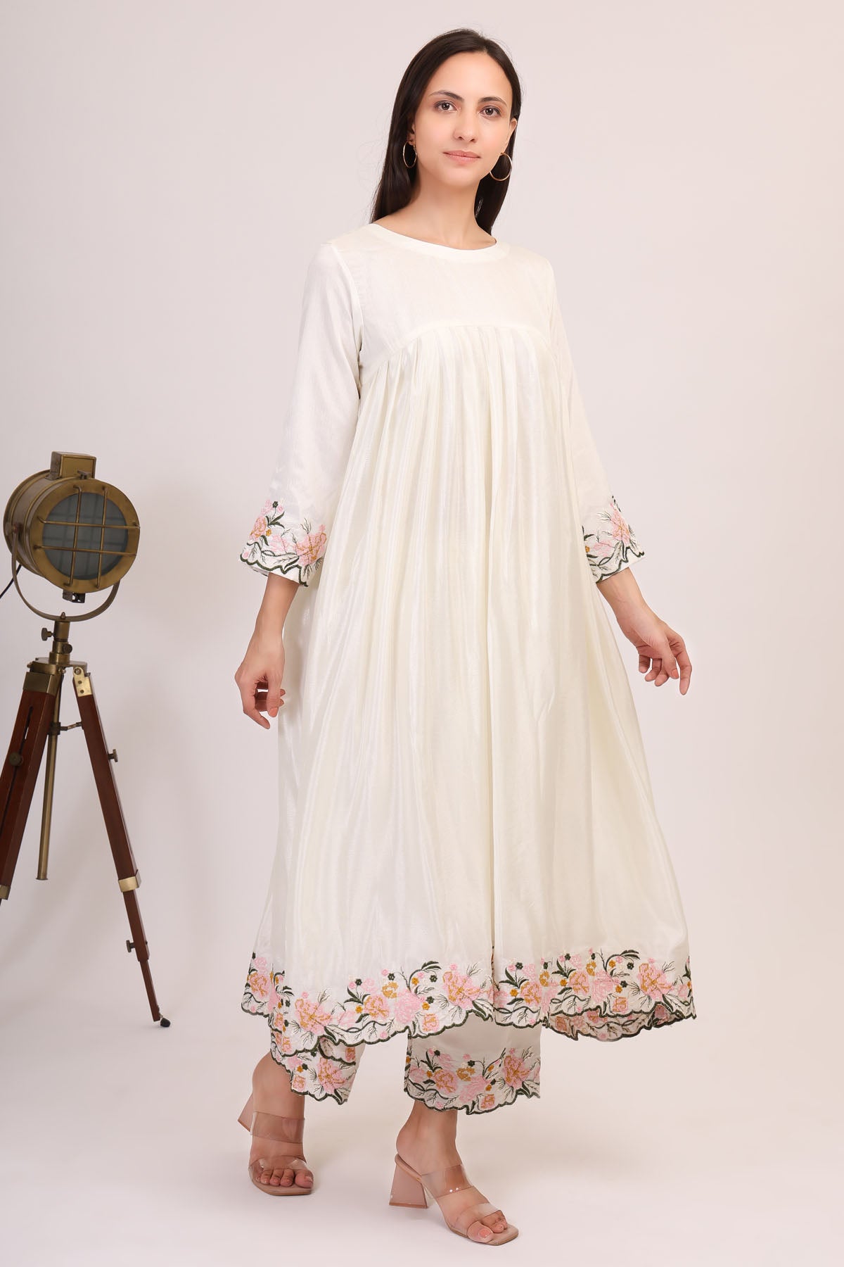 Ivory Chinnon Kurta & Pants