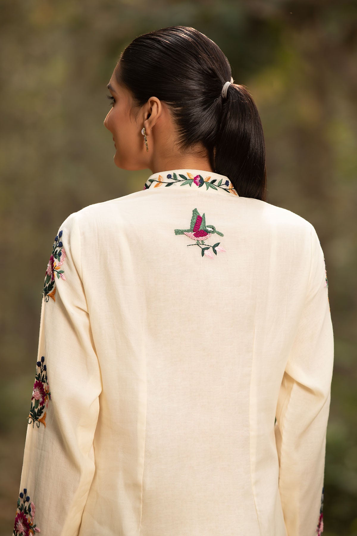 Ivory Embroidered Long Kurta Set